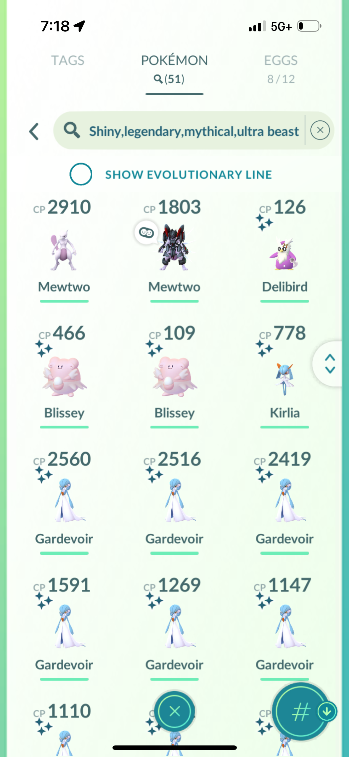 iMewtwoV40 account (51 shiny/legendary)