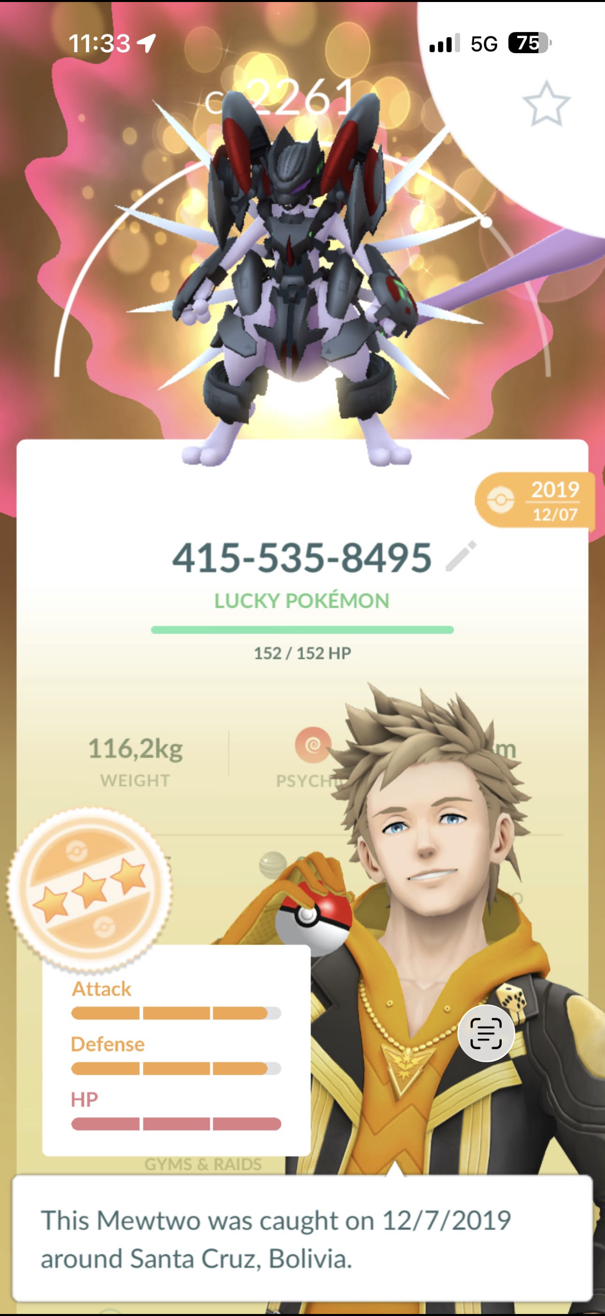Armored Mewtwo caught on your account