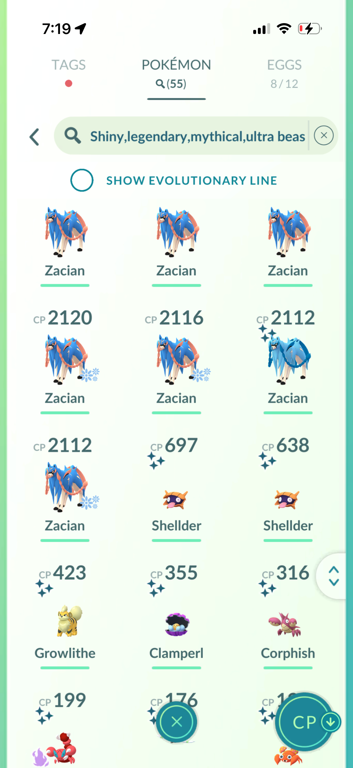 MaxedAndShiny account (55 Shiny/Legendary + 3800 Crown Energy)