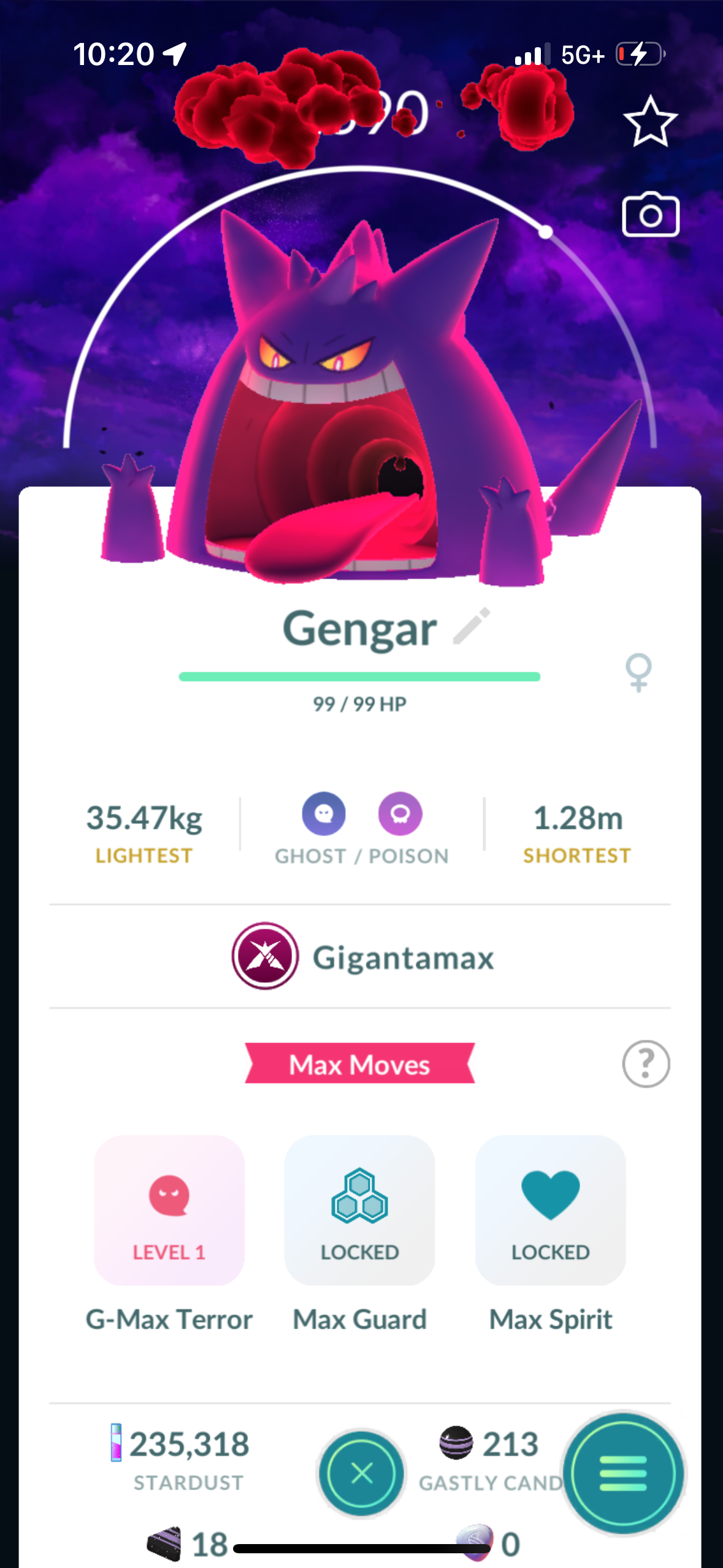 WhiteGmaxGengar account (11 Gigantamax/8 shiny & legendary