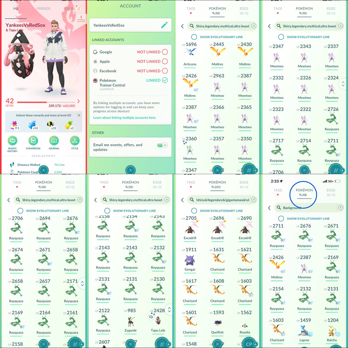 YankeesVsRedsox account 50 Shiny/Legendary & 220k