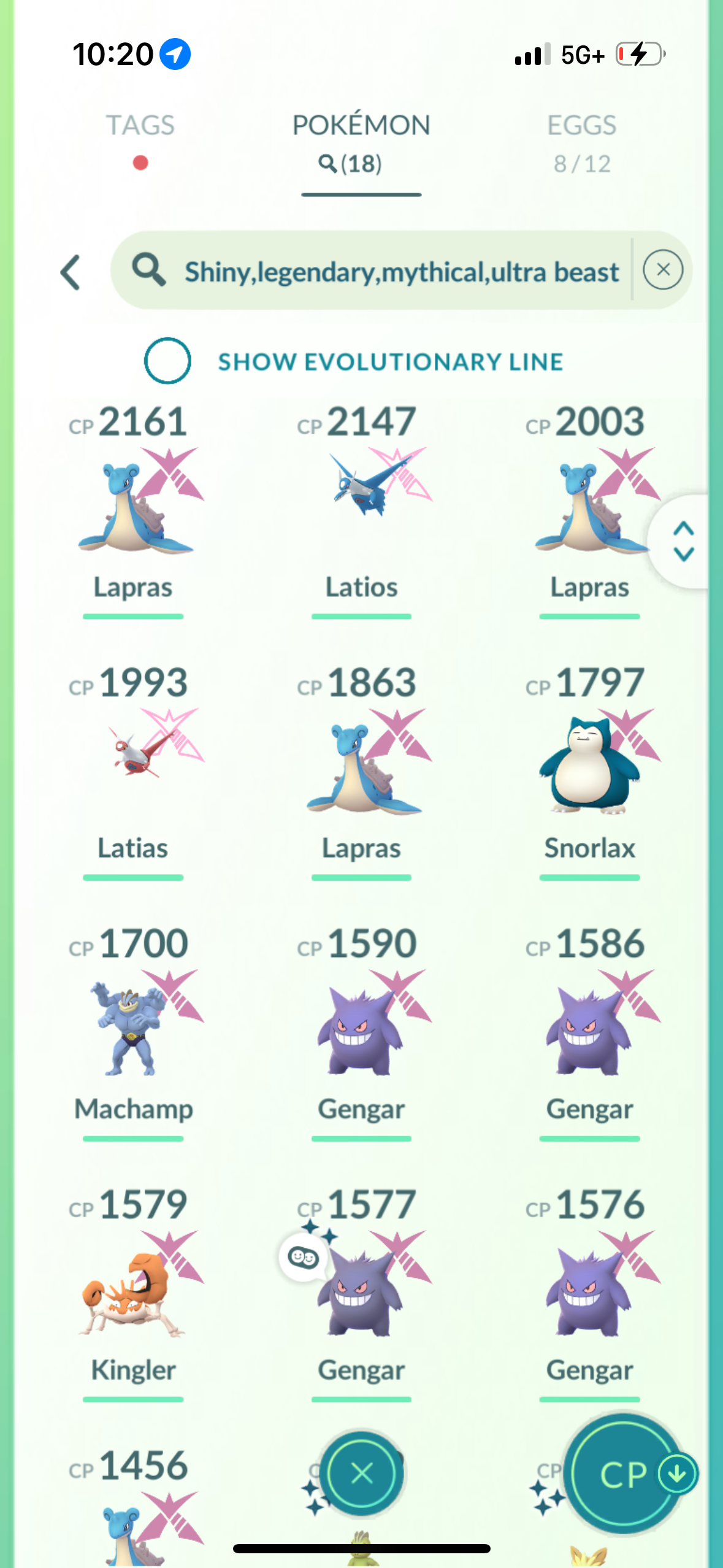 WhiteGmaxGengar account (11 Gigantamax/8 shiny & legendary
