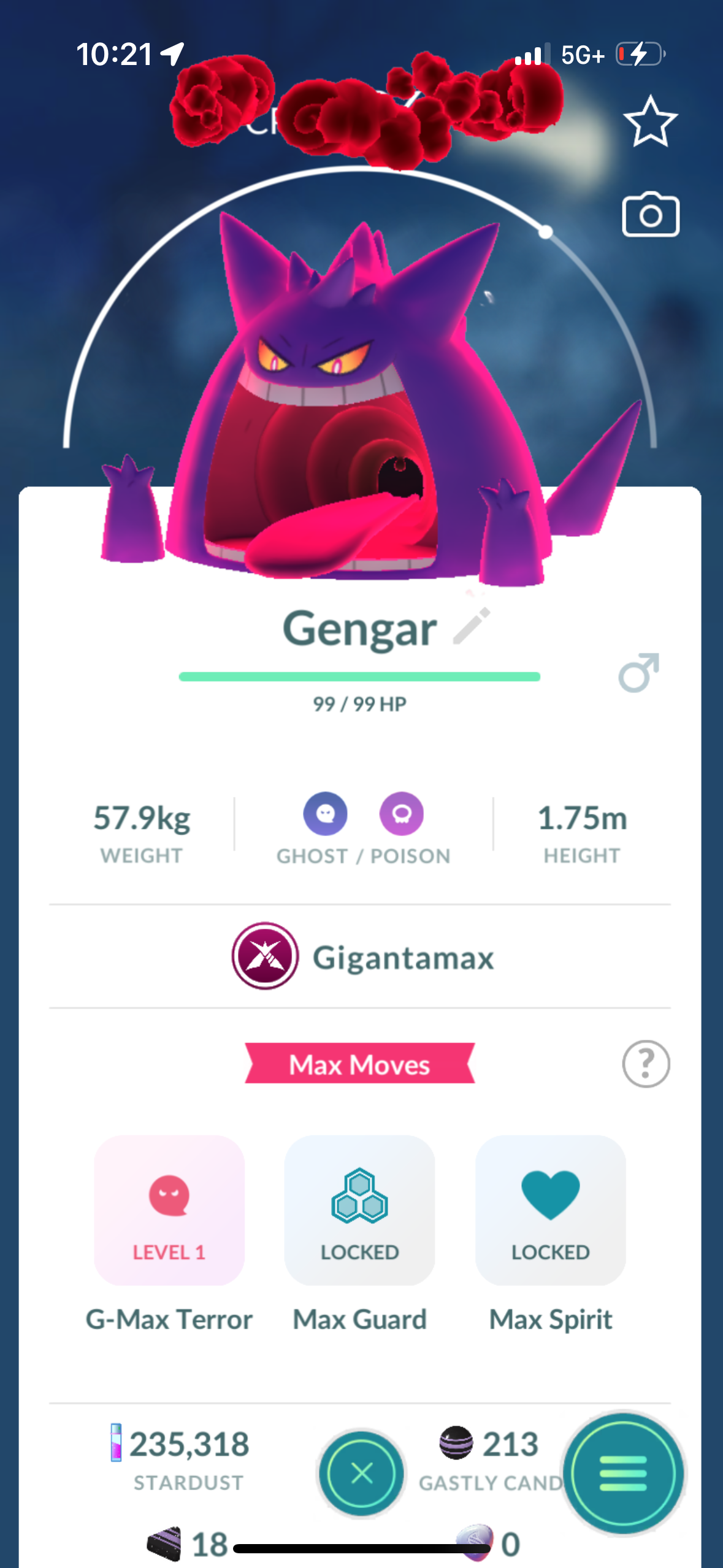 WhiteGmaxGengar account (11 Gigantamax/8 shiny & legendary