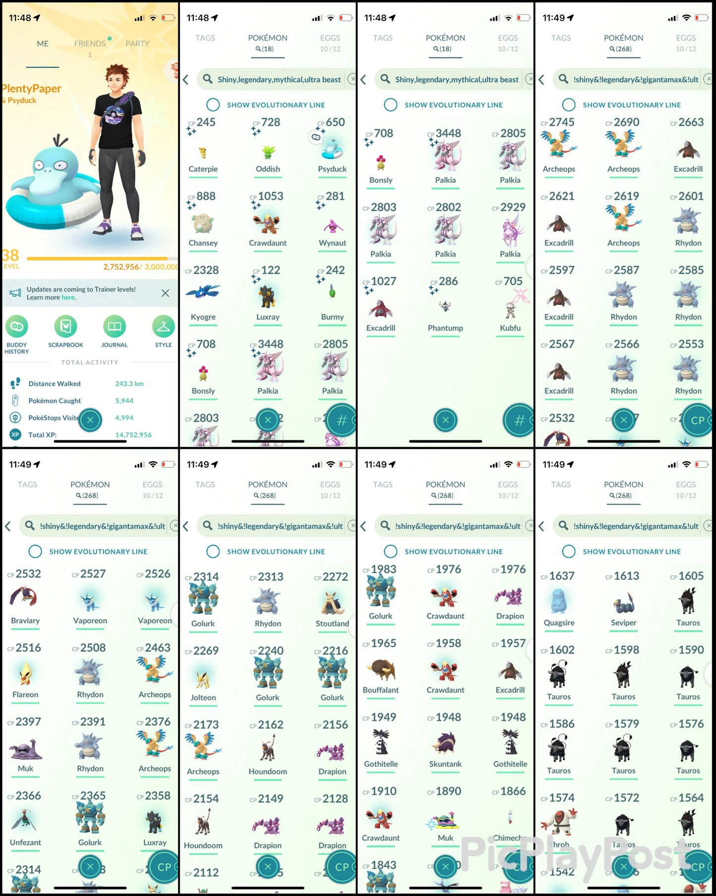 PlentyPaper account (18 Shiny/Legendary)
