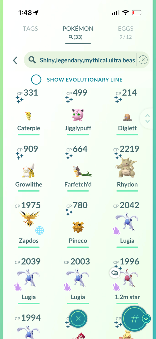 LugiaSpecial account (33 Shiny/Legendary)