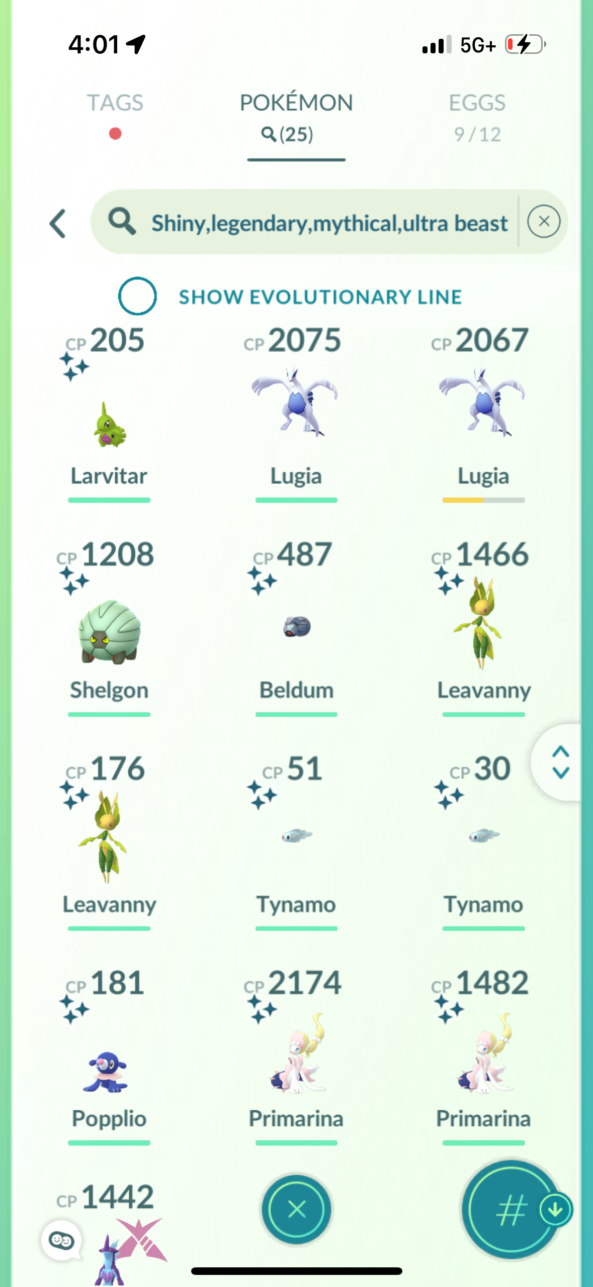 PalkiaAndDialga account (25 shiny/legendary)