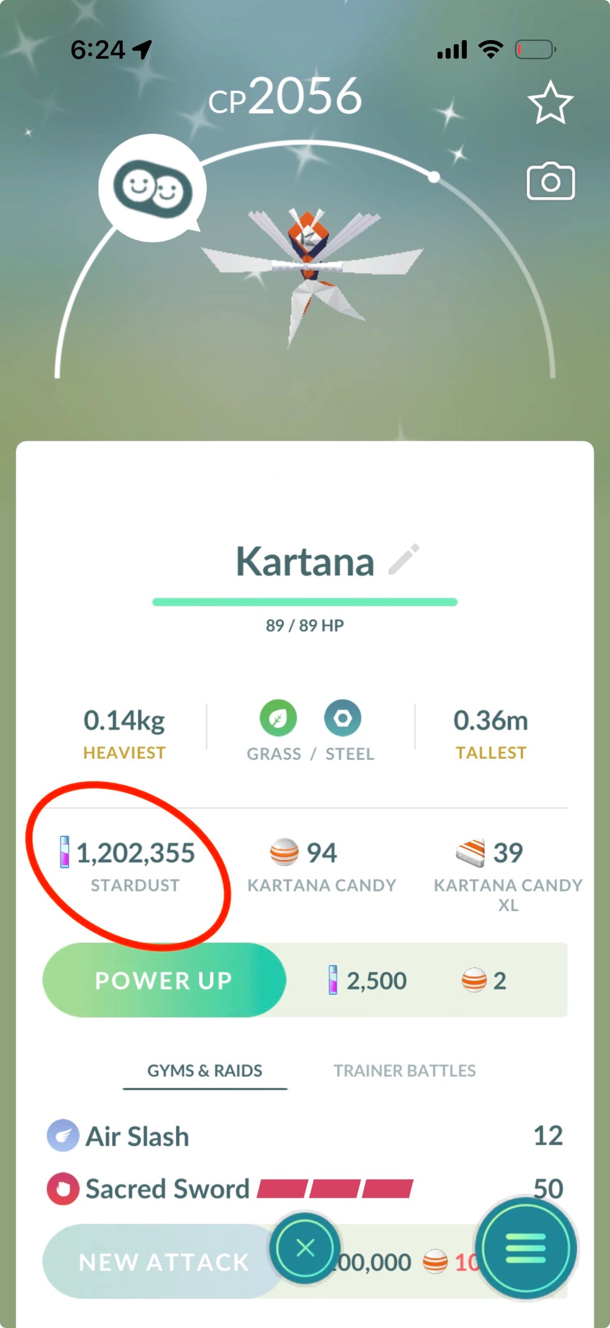 KartanaMini account 57 Shiny/Legendary and 1.2M Stardust