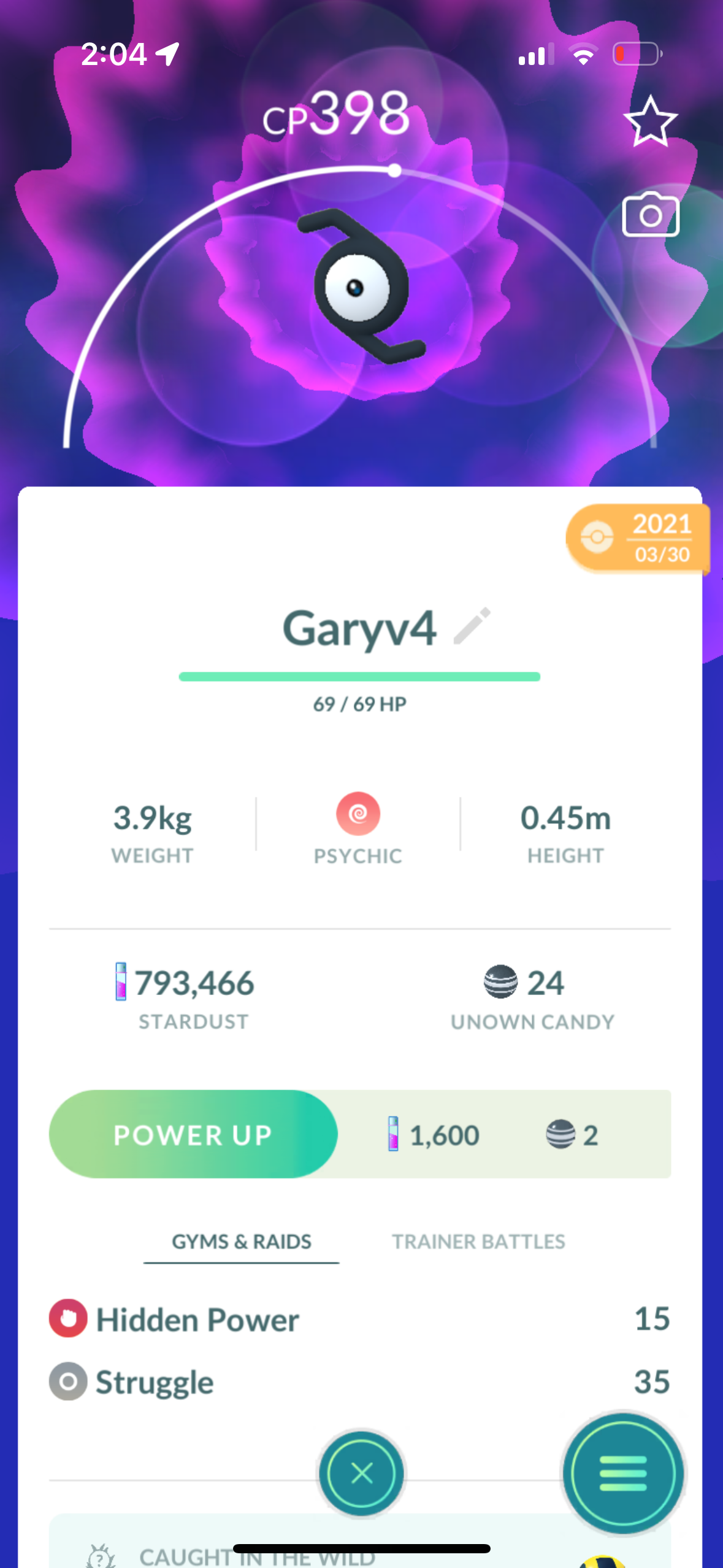 Unown Z trade
