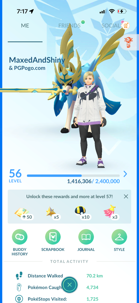 MaxedAndShiny account (55 Shiny/Legendary + 3800 Crown Energy)