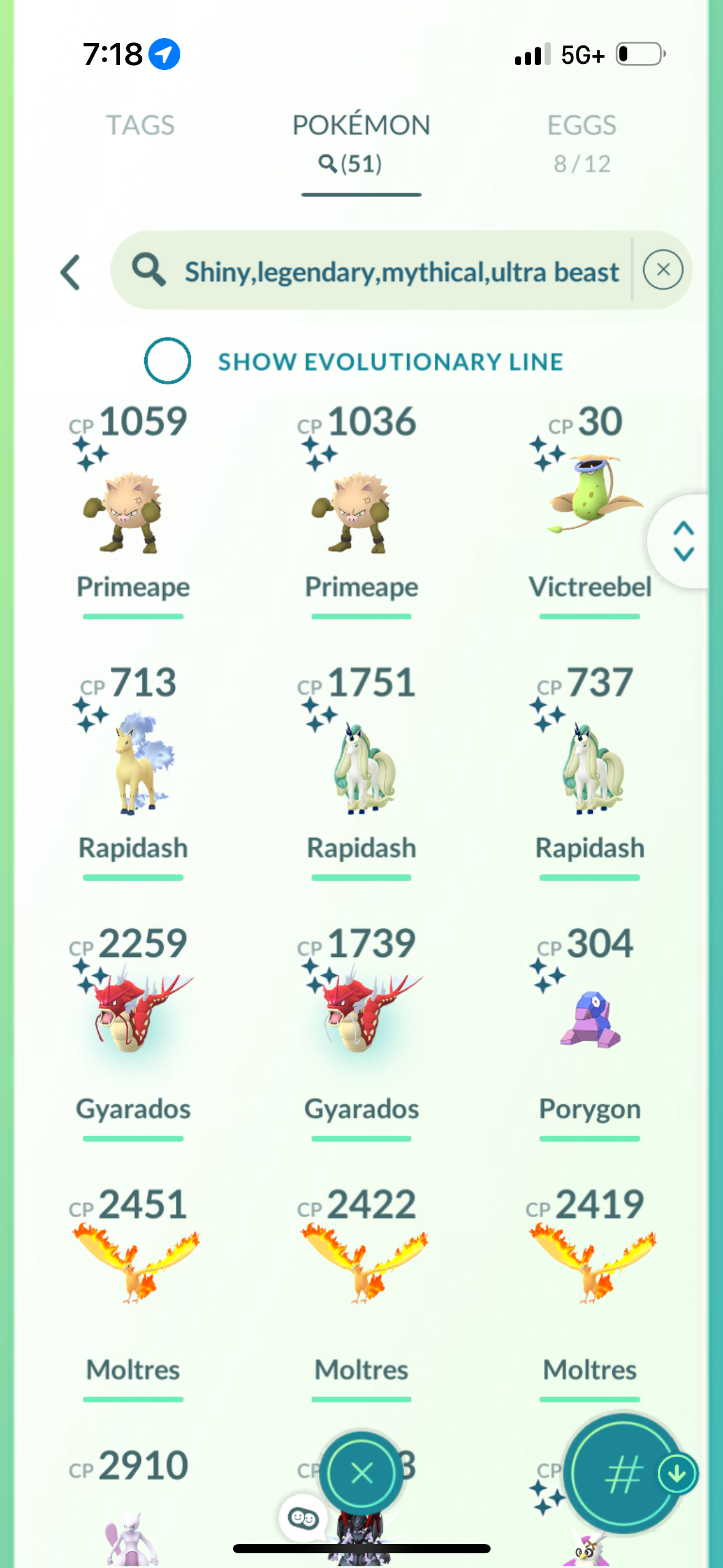 iMewtwoV40 account (51 shiny/legendary)