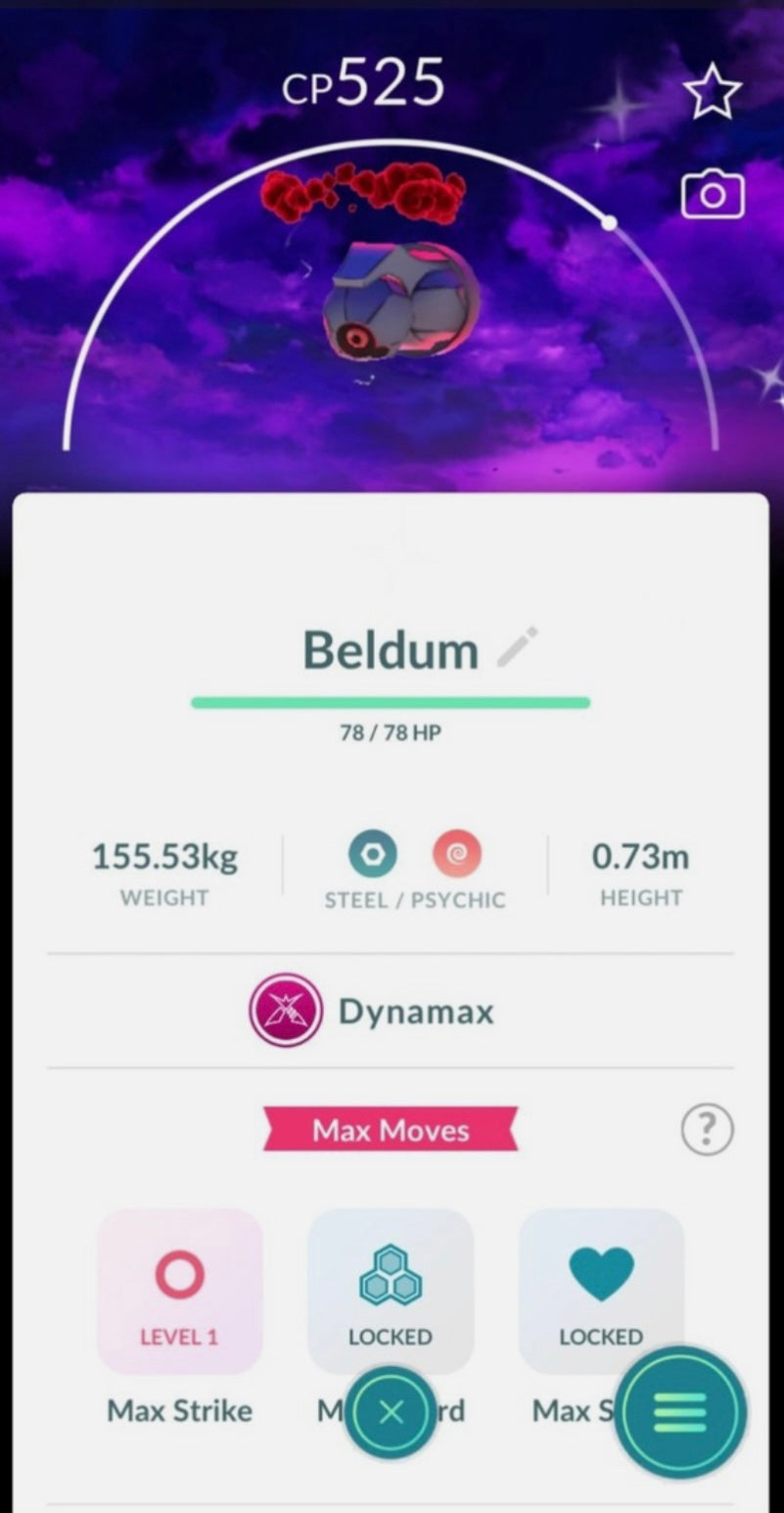 Shiny Dynamax Beldum Dark Skies background trade or account