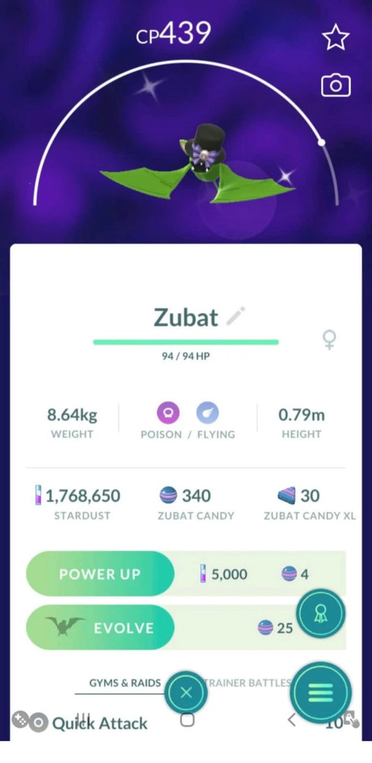 Shiny Zubat Top Hat