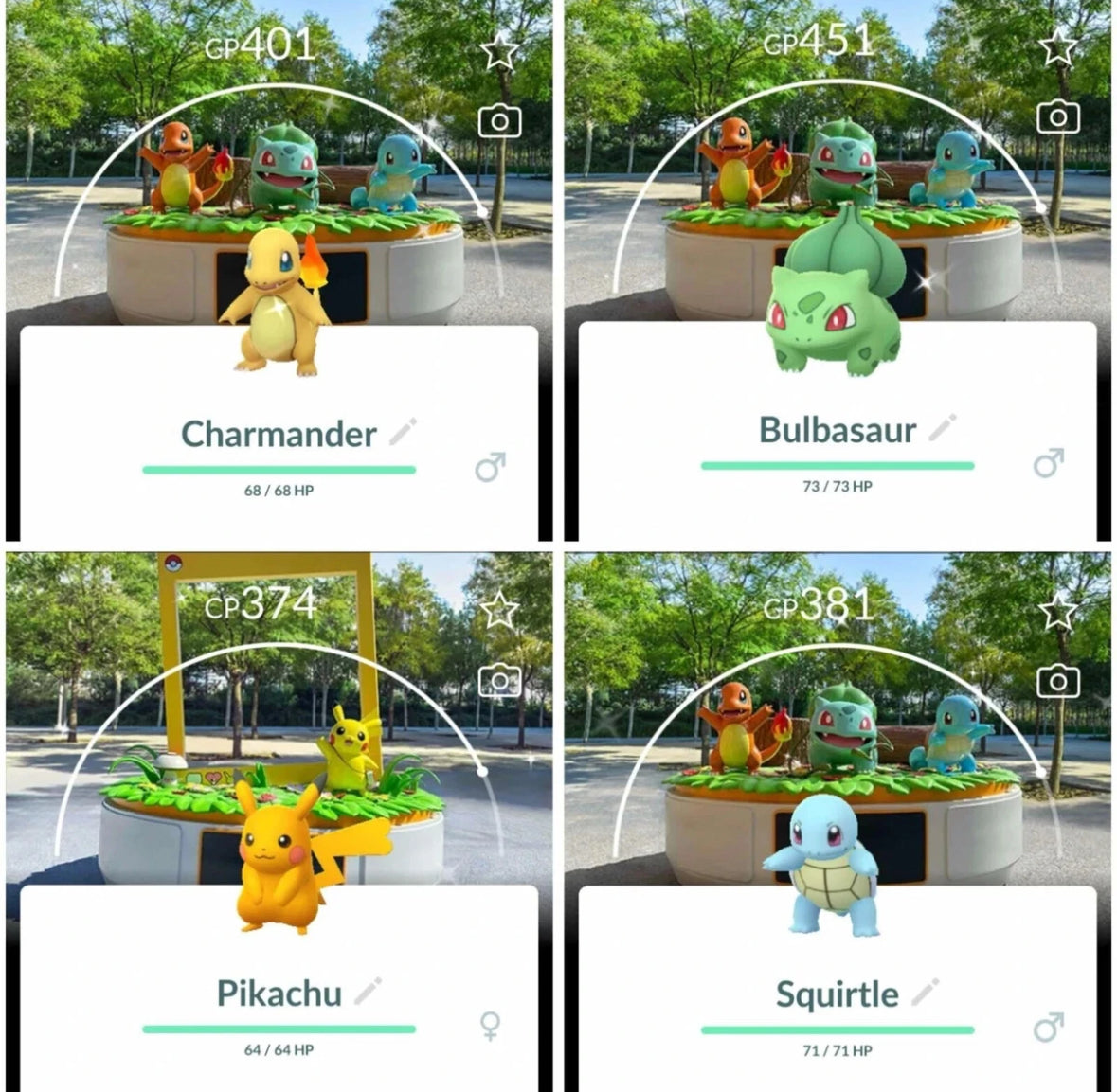 Shiny Starters & Pikachu Osaka Background trade
