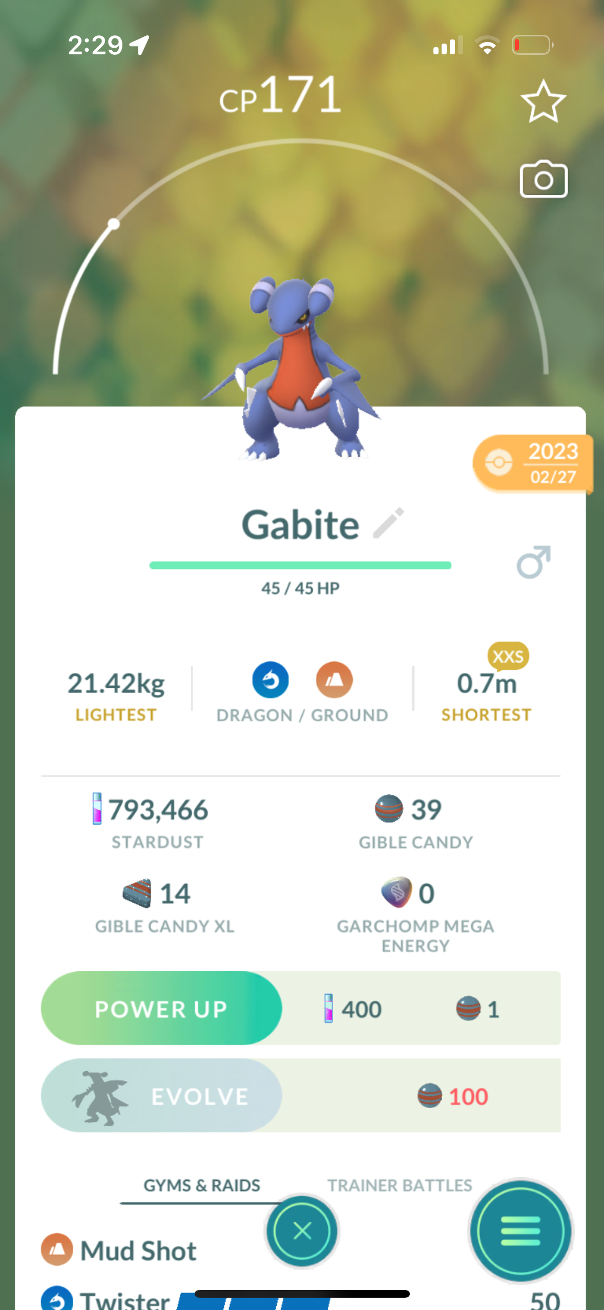 5 Gabite trades (1 XXS)