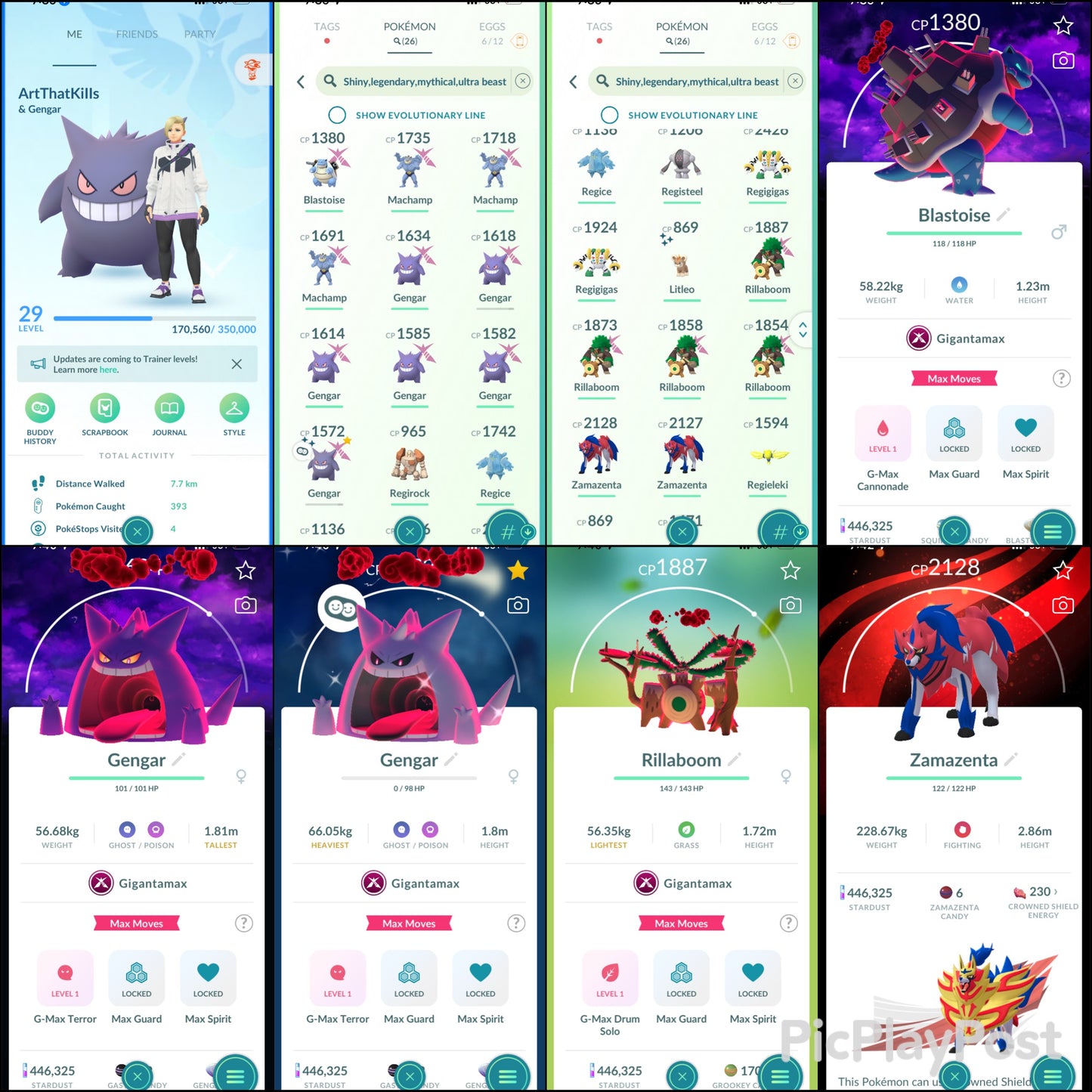 ArtThatKills account (26 Gigantamax/Legendary/Shiny)