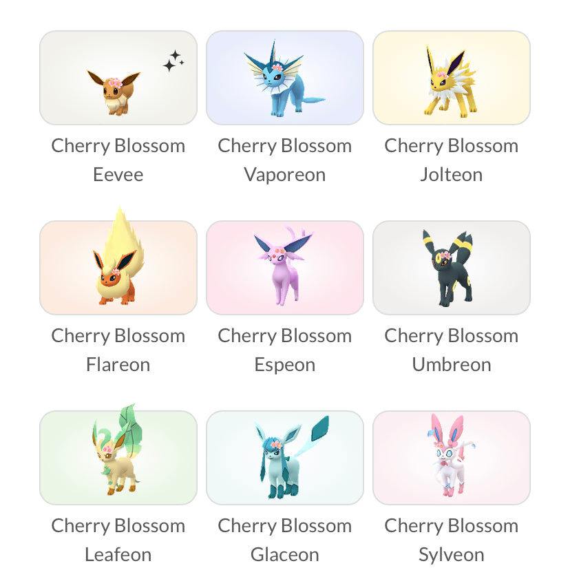 Pokemon Shiny Eevee Cherry Blossom Registered Trade - Any evolution