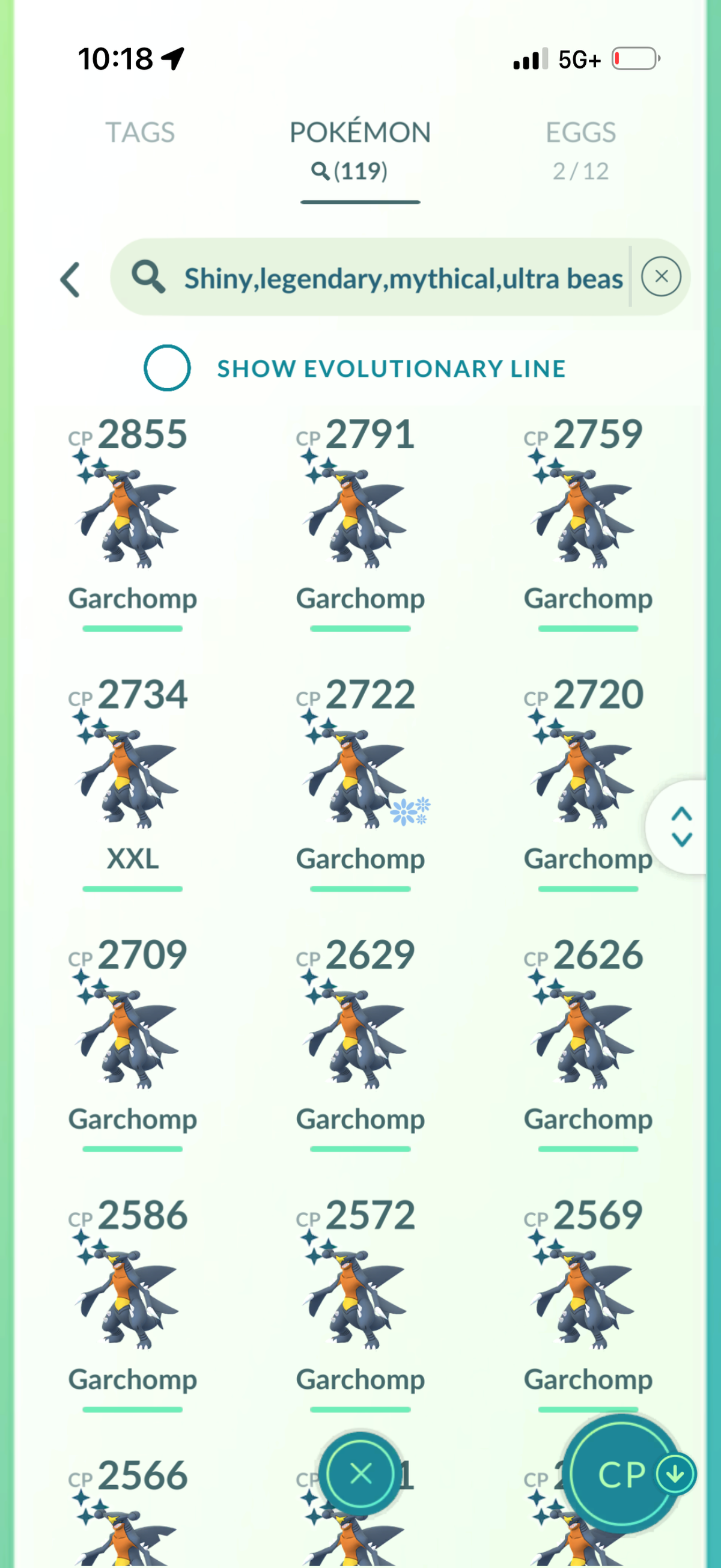 GibleSpecialist account (90 Shiny Garchomps + 27 Shiny + 1.1M Stardust)