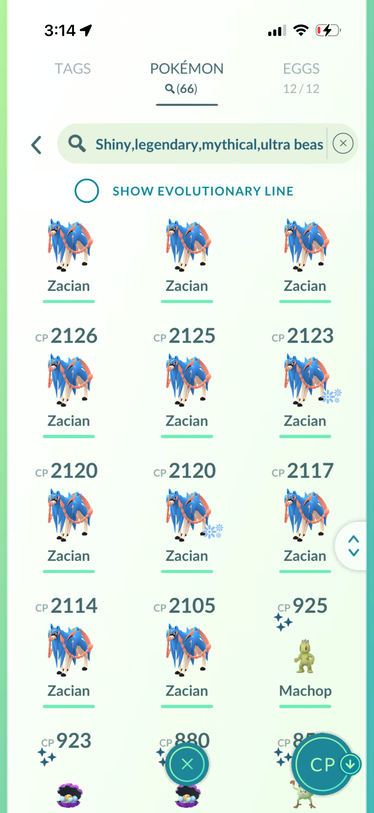 Flexologist account (66 Shiny/Legendary +4 Crown Zacian)