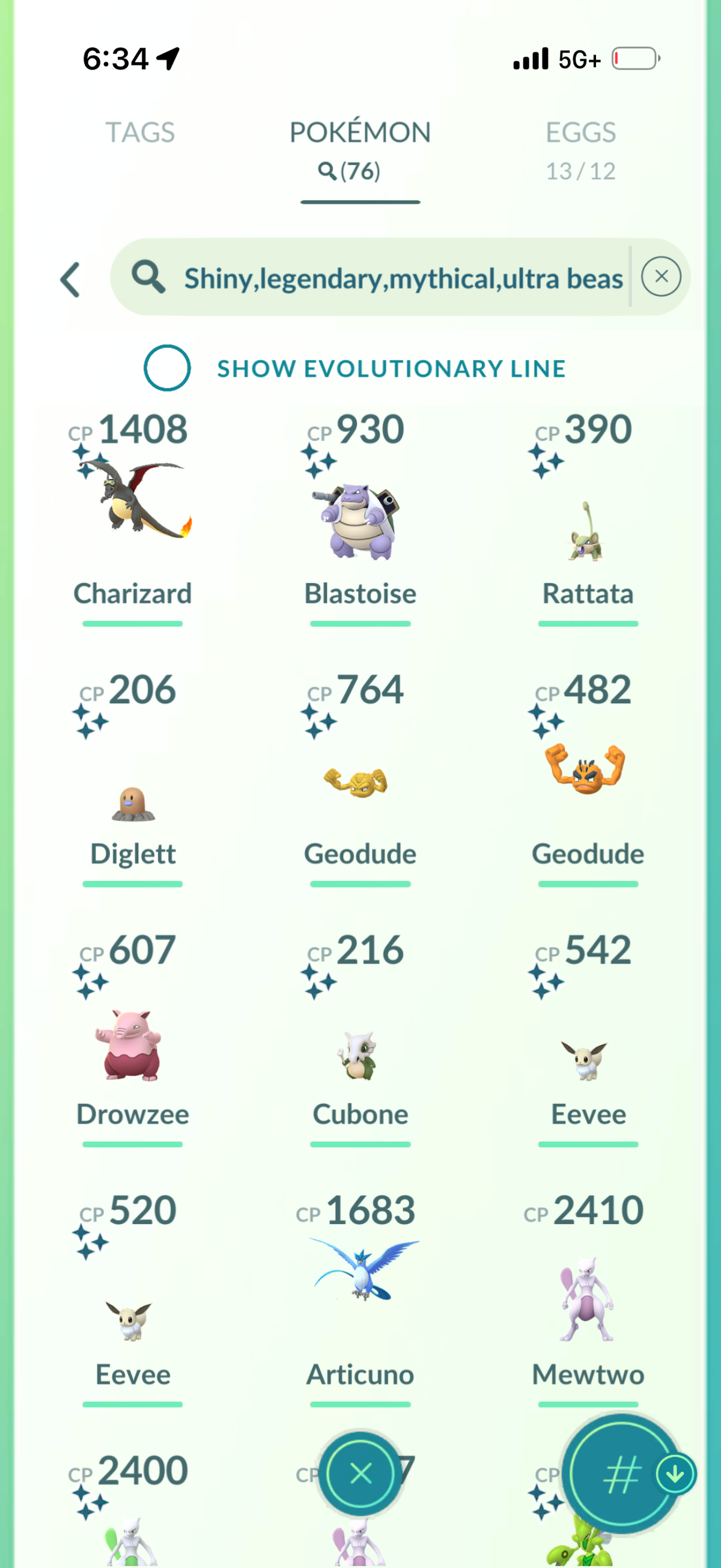 PSGMoneyline account 76 Shiny/Legendary & 1.8M Stardust