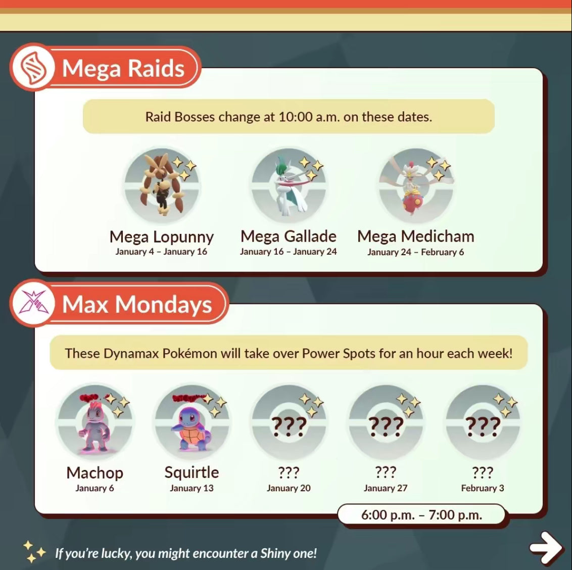 January raid services (Legendary Mega Dynamax & Gigantamax)