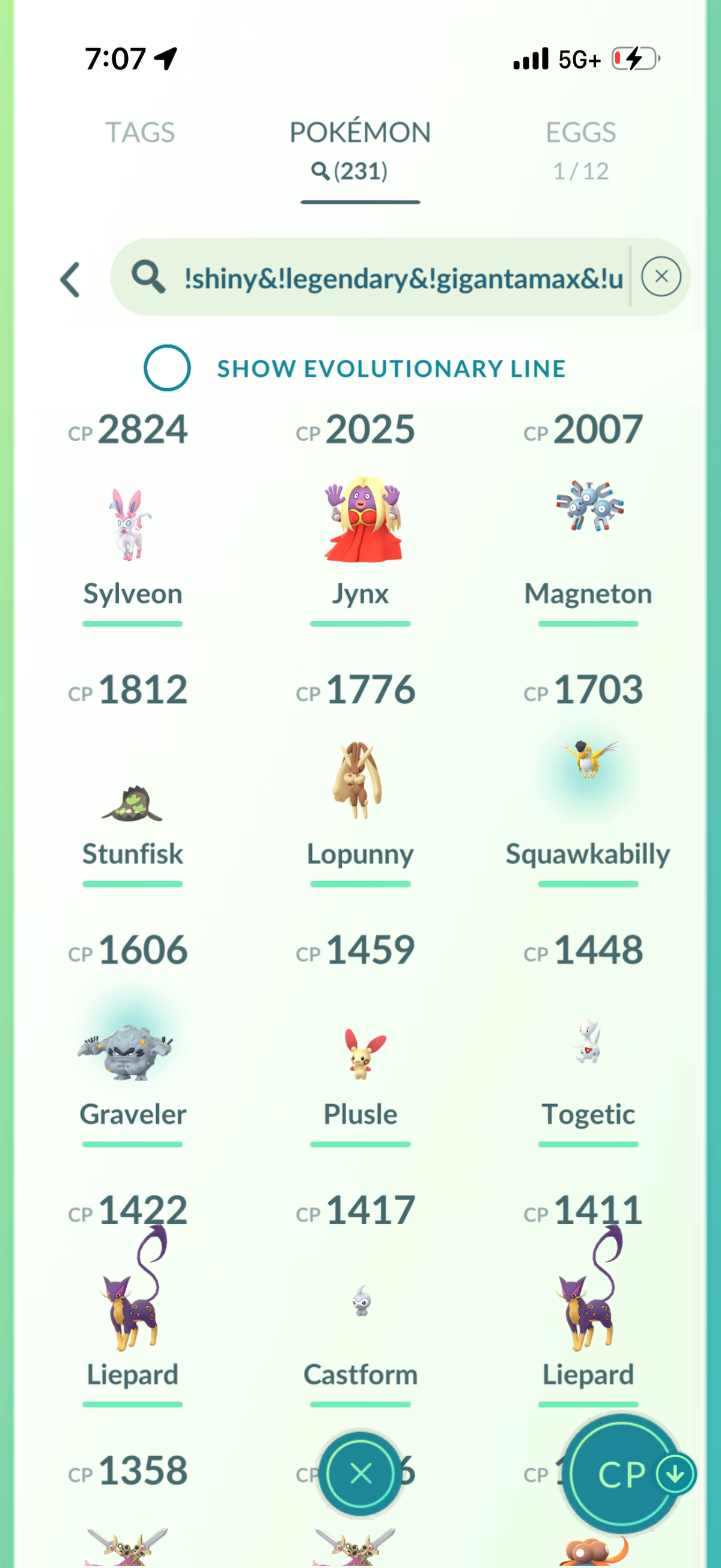 GibleHoarder account 102 Shiny/Legendary & 850k Stardust)