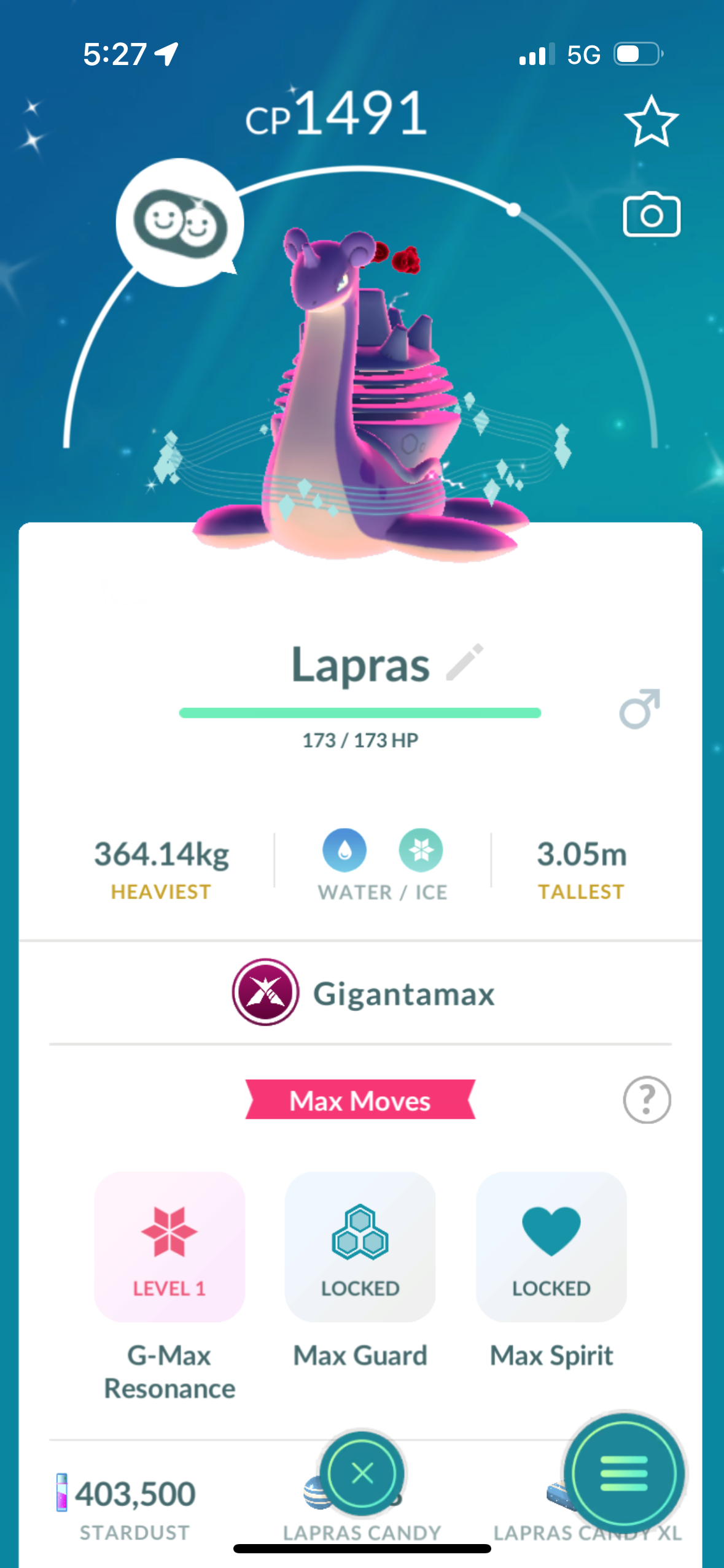 TheWiseChild account (Shiny Gigantamax Lapras)