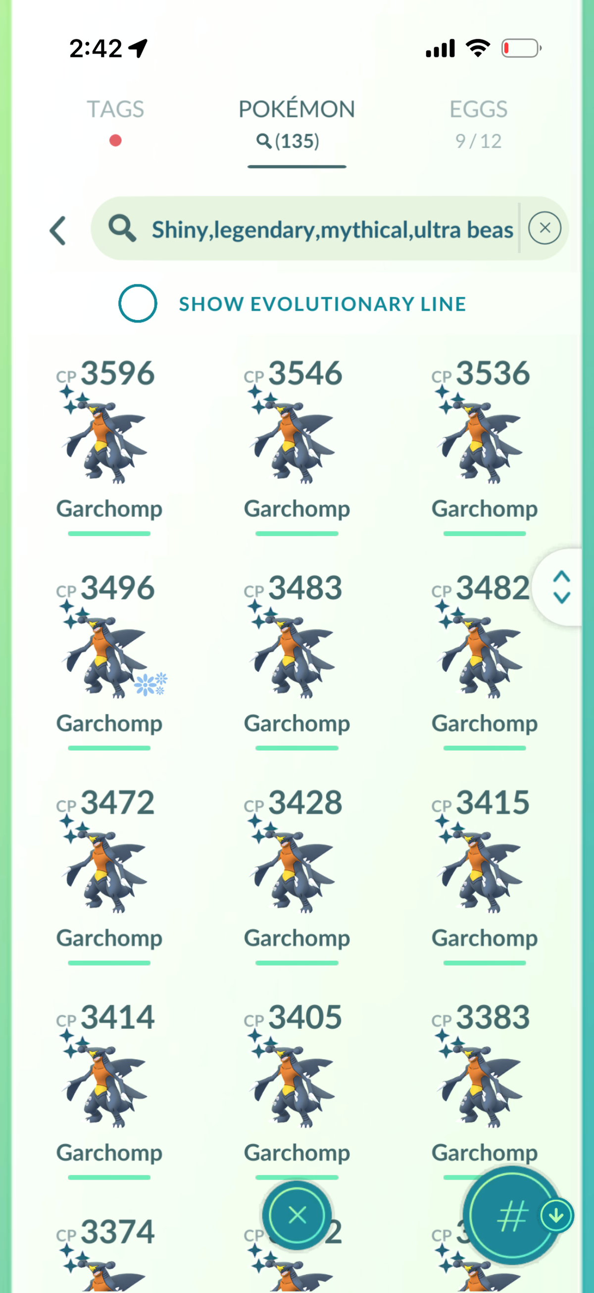 GarchompStack 135 Shiny/Legendary & 2.2M Stardust