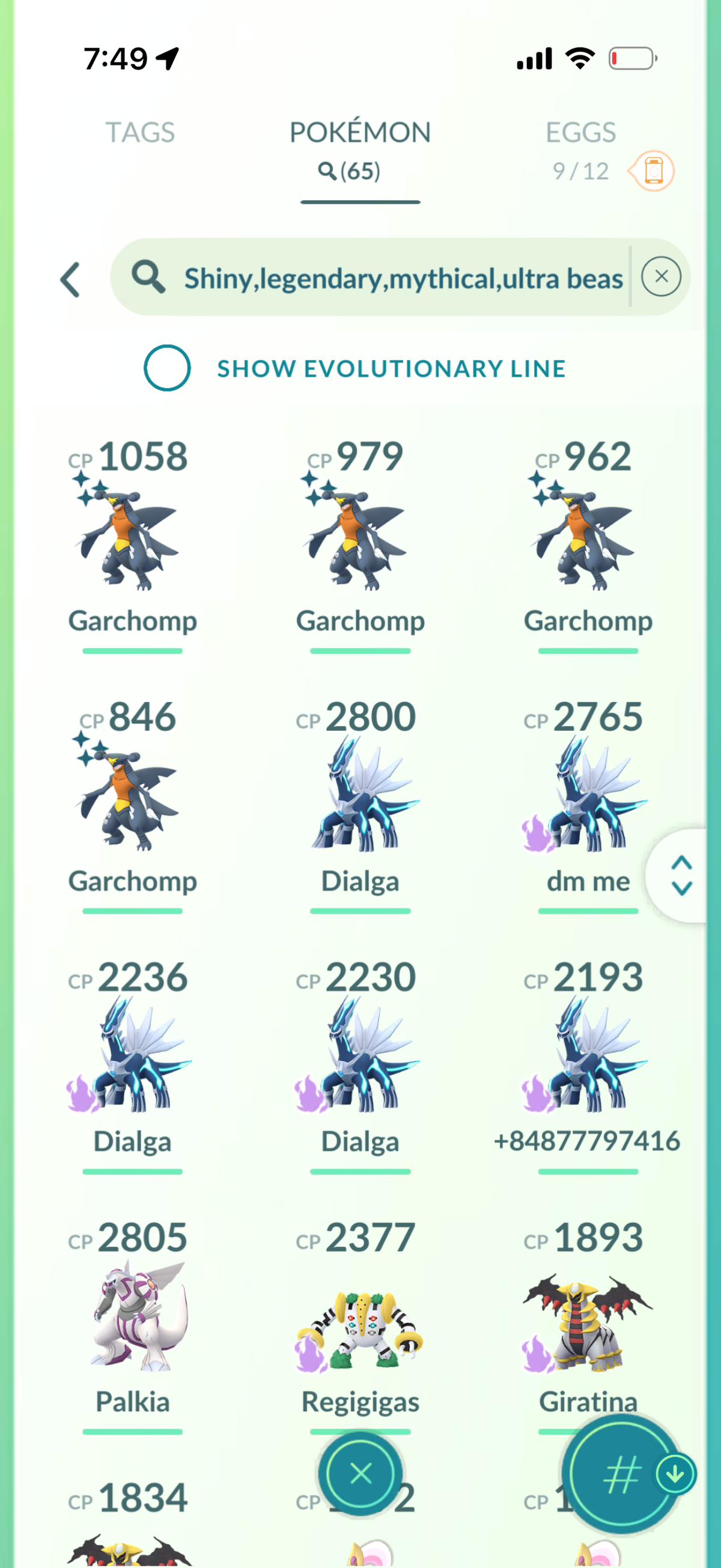 PSGMoneyline account 65 Shiny/Legendary & 1.2m Stardust