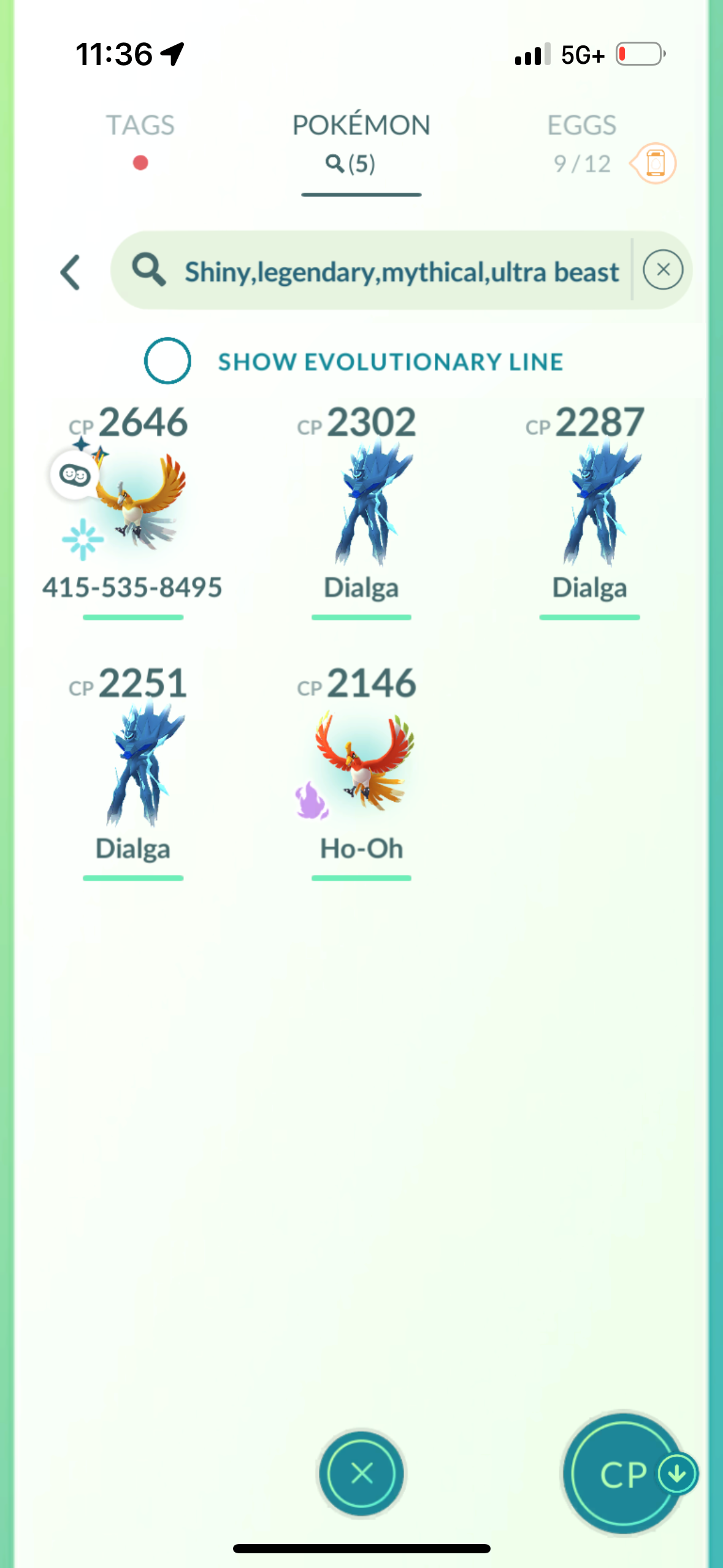 BGHoOh account (5 Shiny/Legendary)