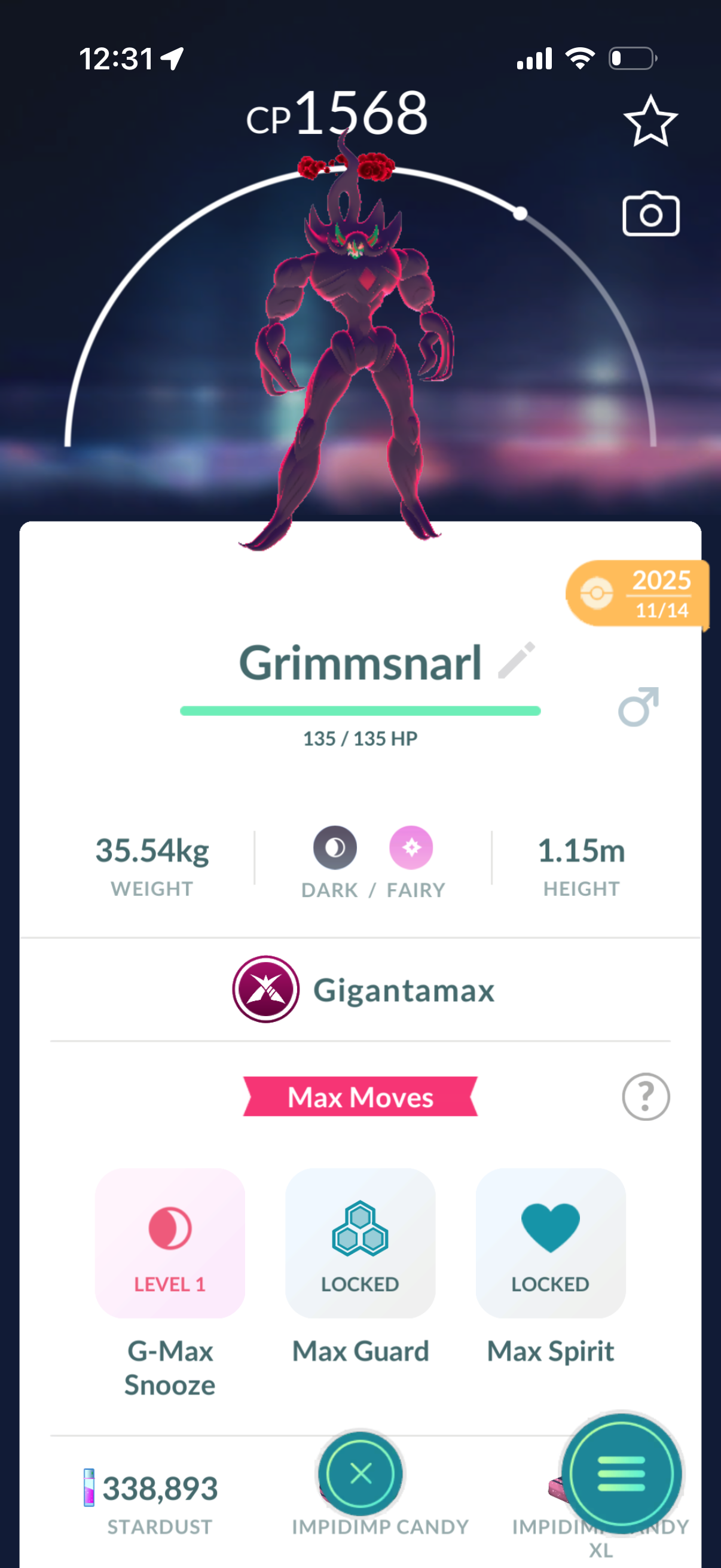 IncredibleHulk account (32 Shiny/Legendary/Gigantamax & 340k stardust)