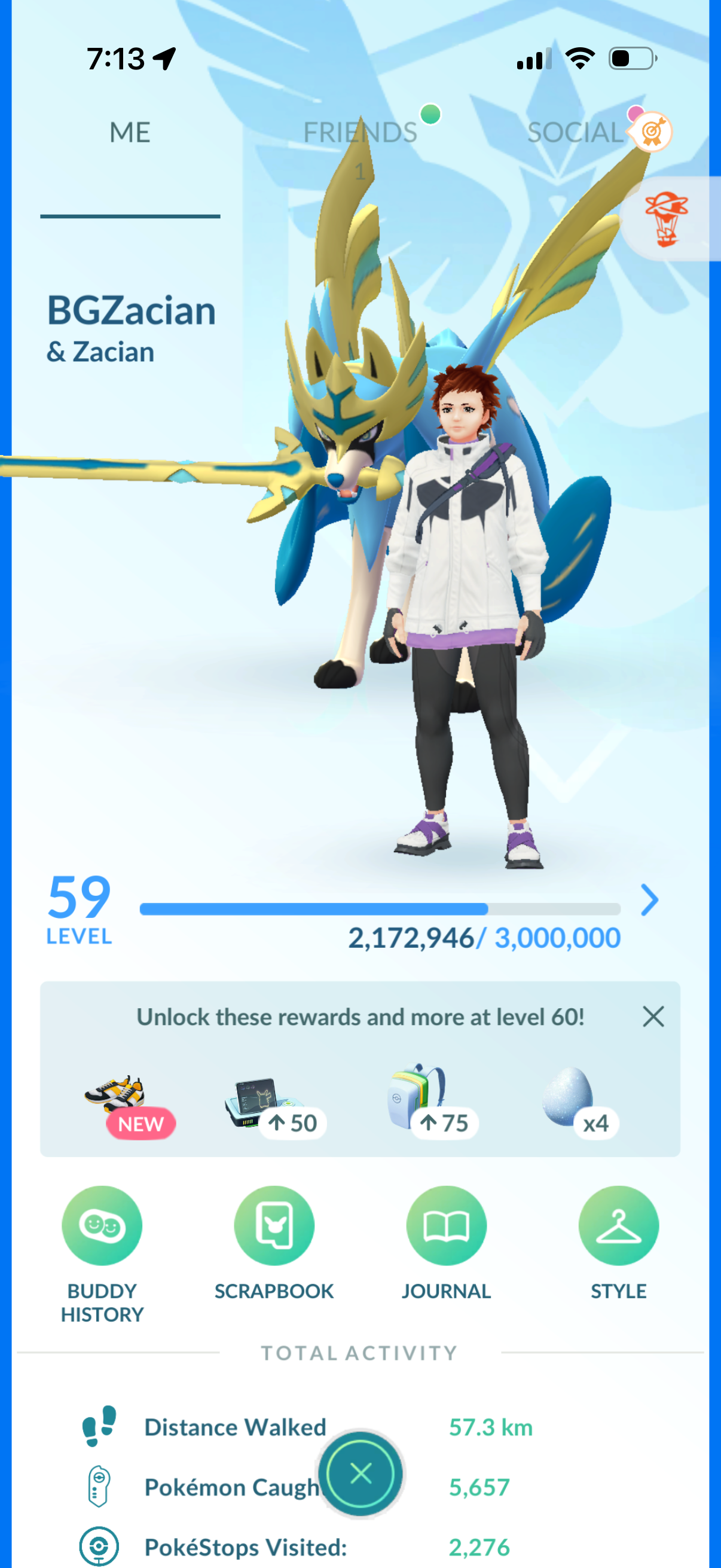 BGZacian account (62 Shiny/Legendary + 4000 Crown Energy)