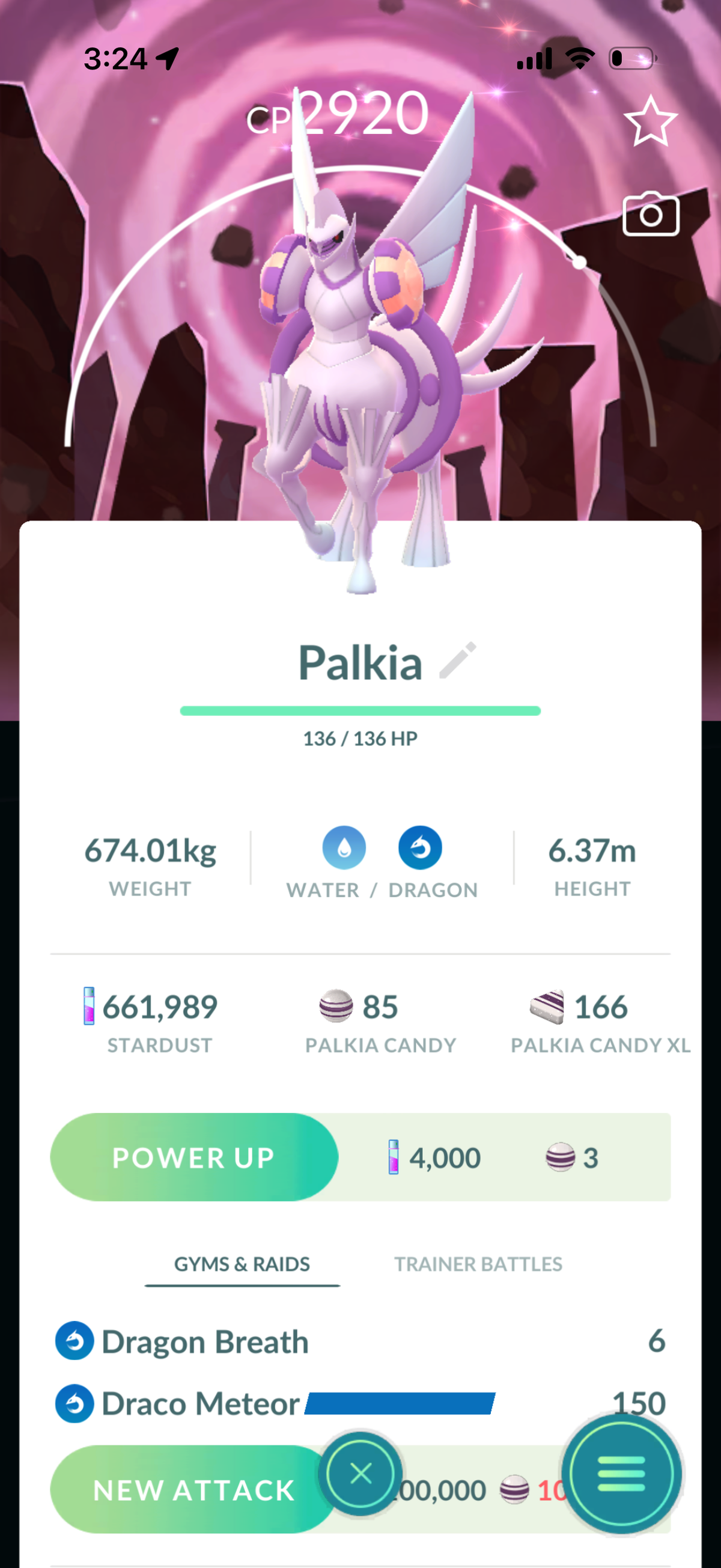 PalkiaSpacial account 73 Shiny/Legendary & 660k Stardust