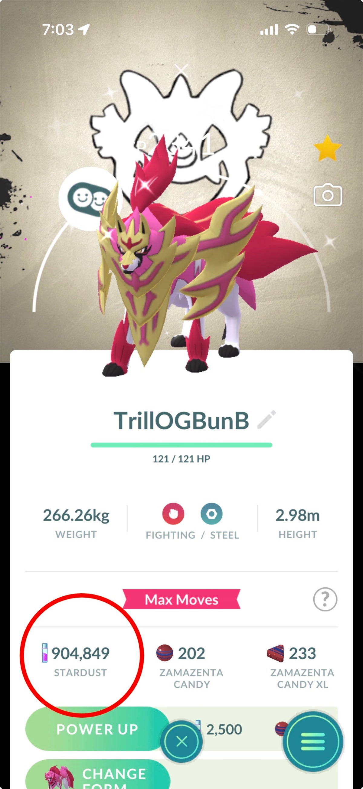 TrillOGBunB account 89 Shiny/Legendary & 900k Stadust