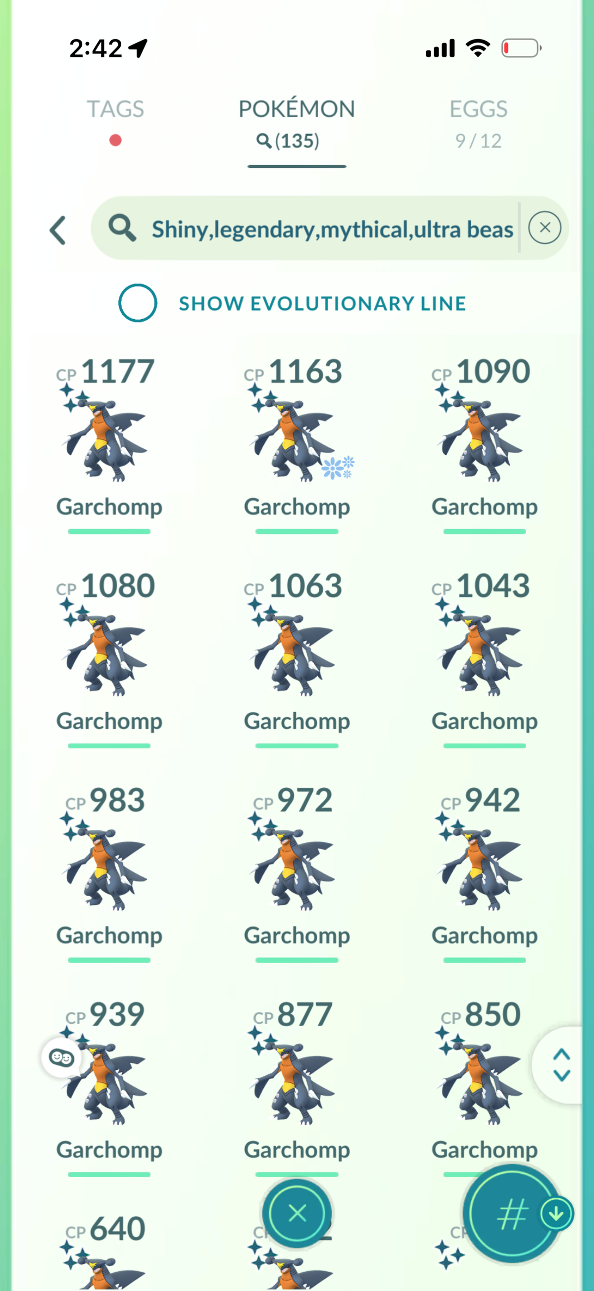 GarchompStack 135 Shiny/Legendary & 2.2M Stardust
