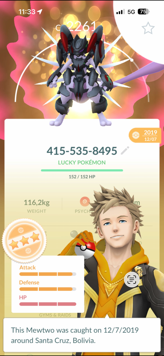 Armored Mewtwo caught on your account