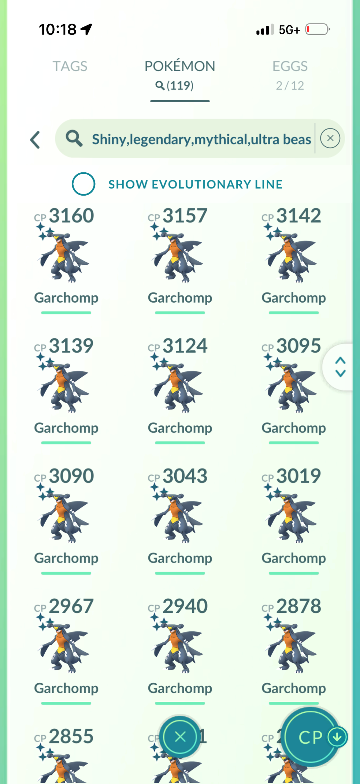 GibleSpecialist account (90 Shiny Garchomps + 27 Shiny + 1.1M Stardust)