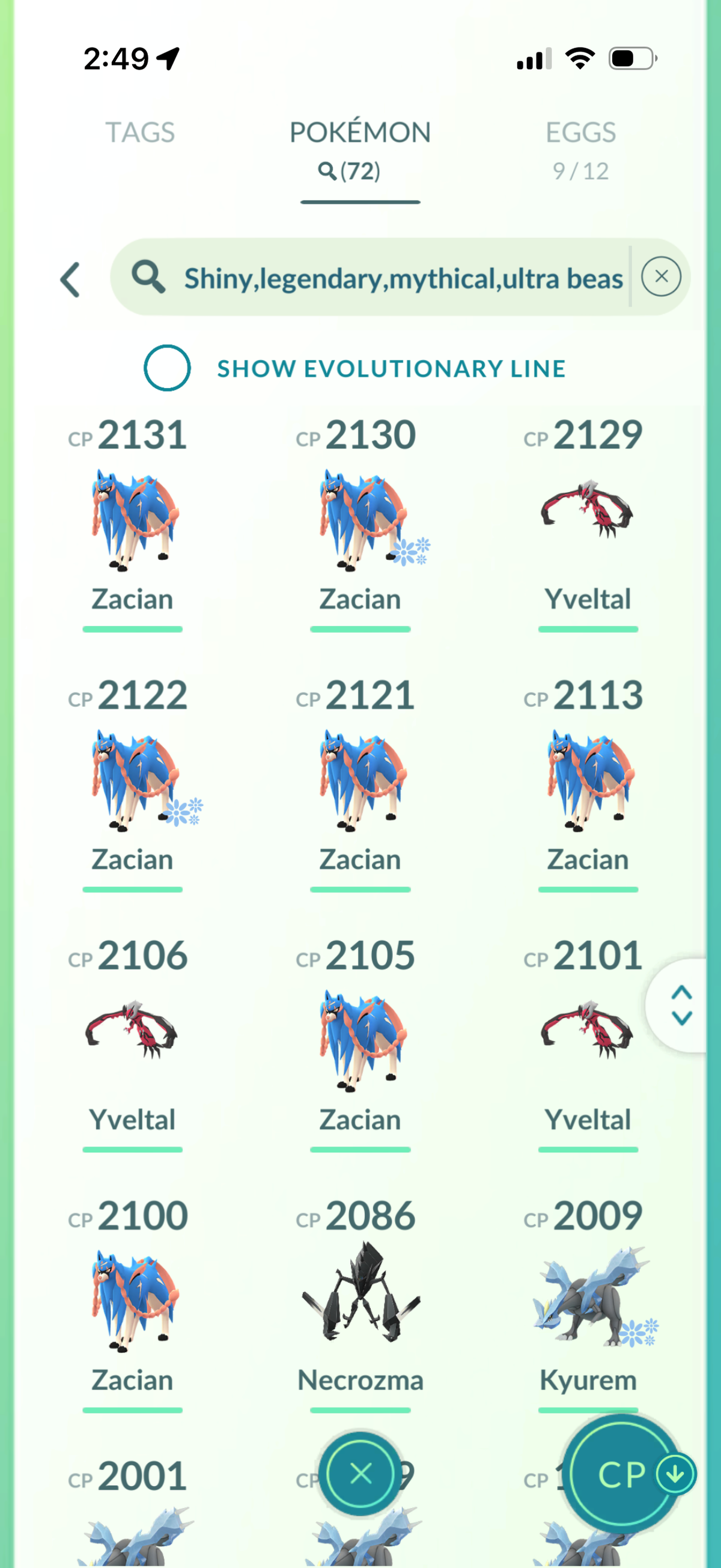GTPGible account (72 Legendary/Shiny & 1.1m Stardust