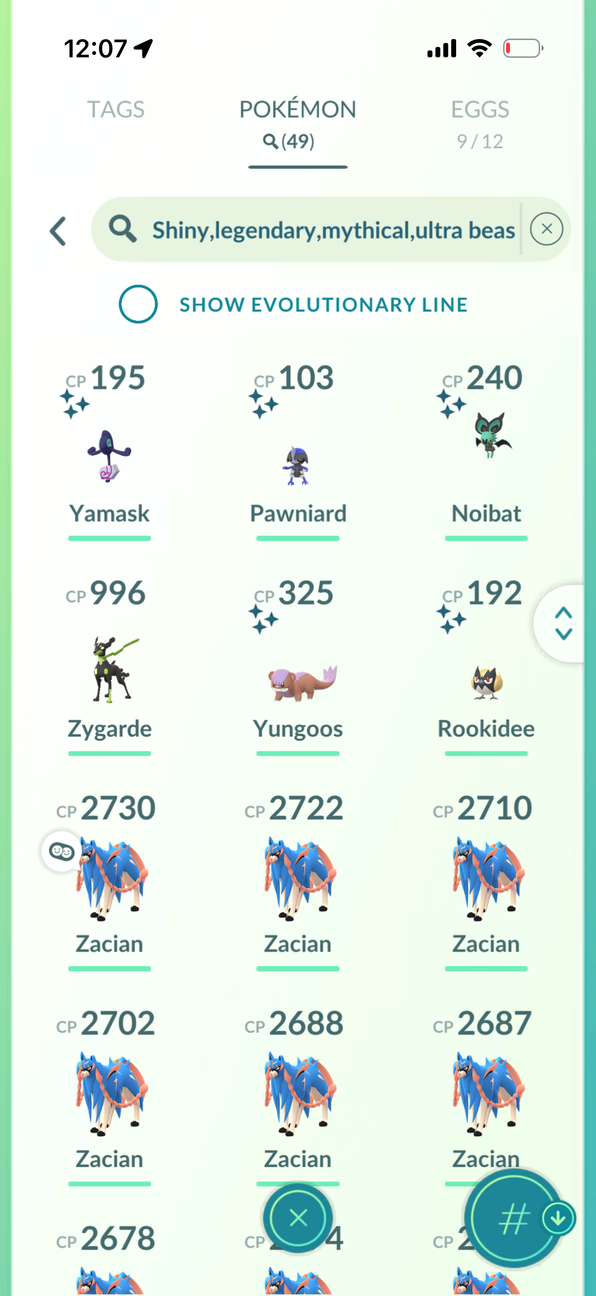 CrownedBy415 account (49 Shiny/Legendary)