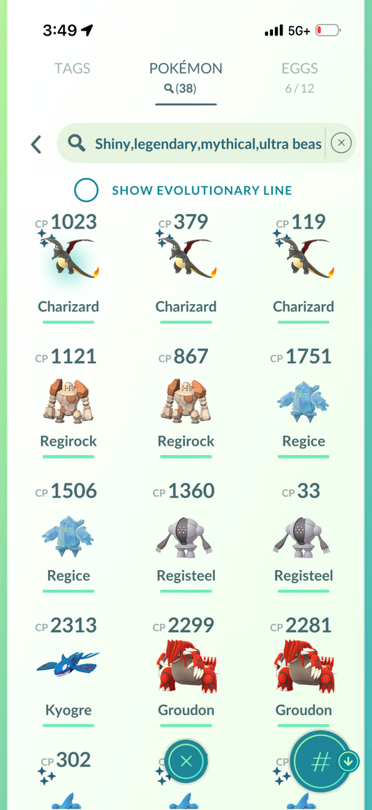 SoloParty account 38 Shiny/Legendary & 790k Stardust