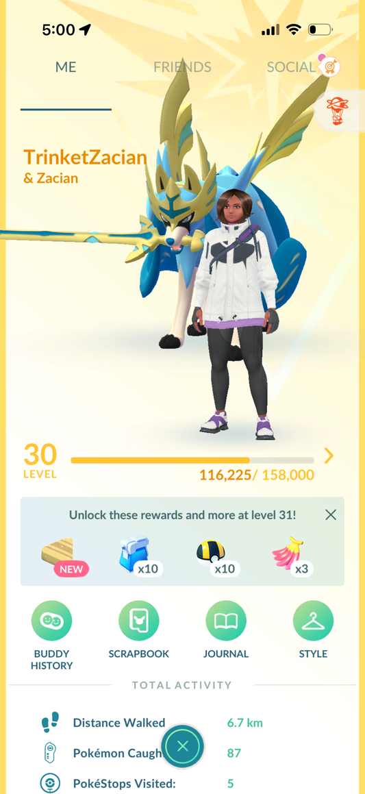 TrinketZacian account (57 Shiny/Legendary + Lucky Trinket)