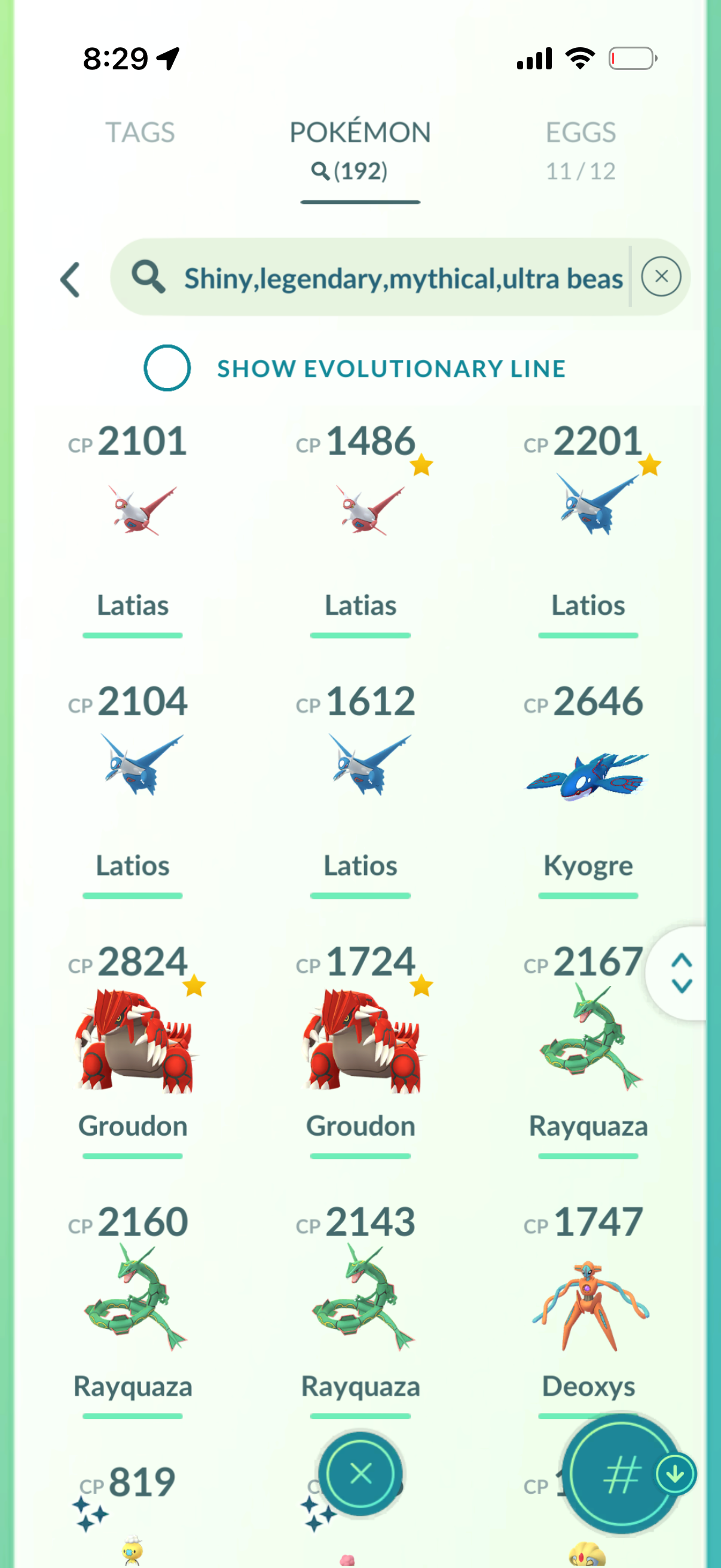 Noriko 2016 account (190 Shiny/Legendary)