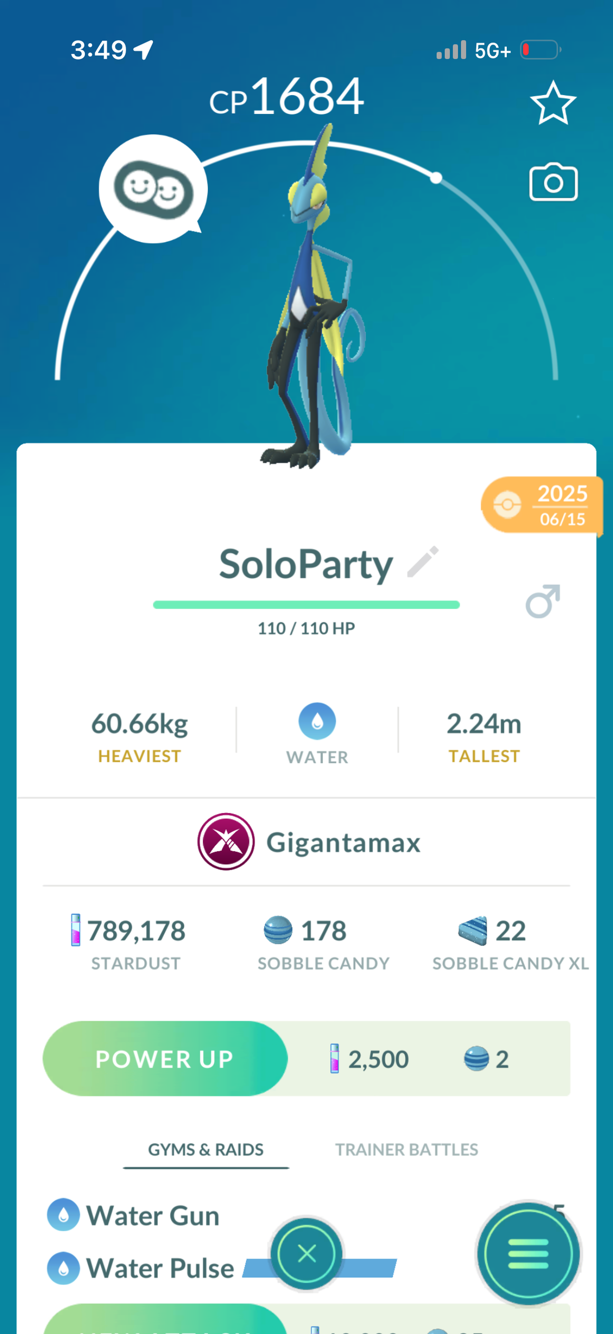 SoloParty account 38 Shiny/Legendary & 790k Stardust