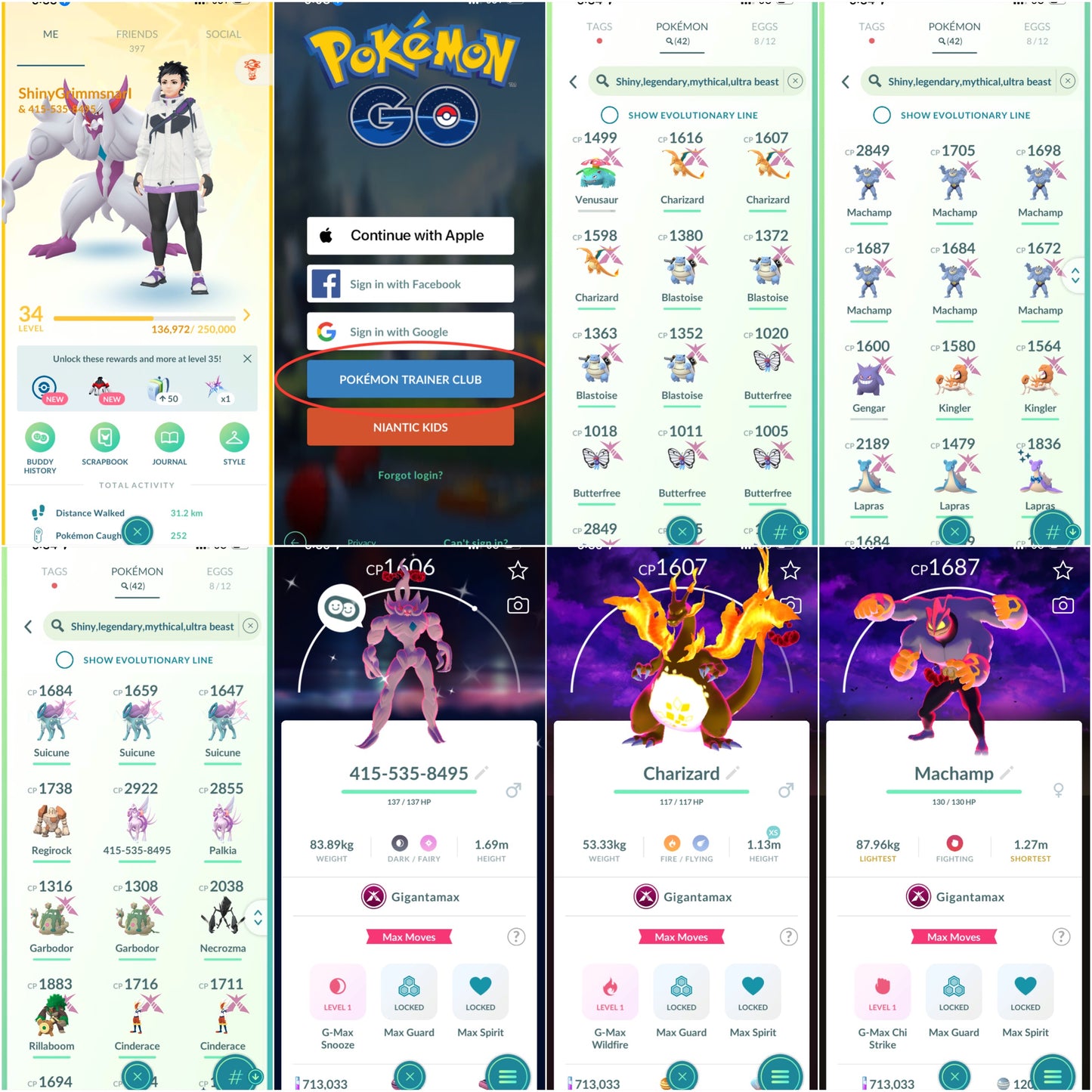 ShinyGrimmsnarl account (42 Shiny/Legendary/Gigantamax)