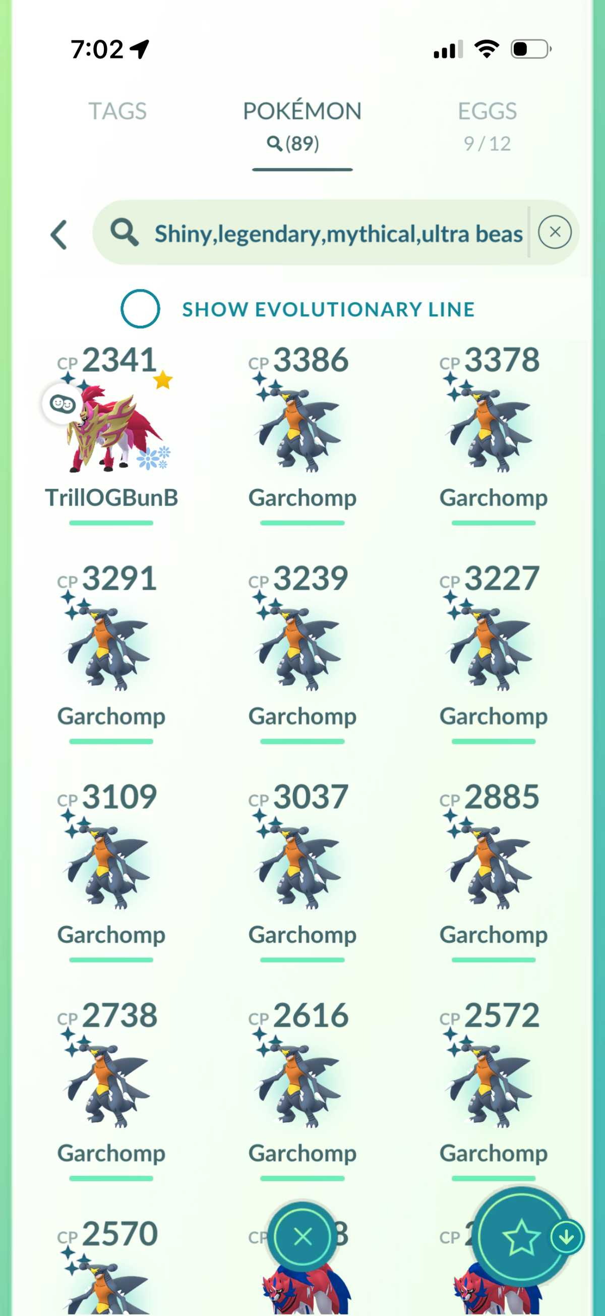 TrillOGBunB account 89 Shiny/Legendary & 900k Stadust