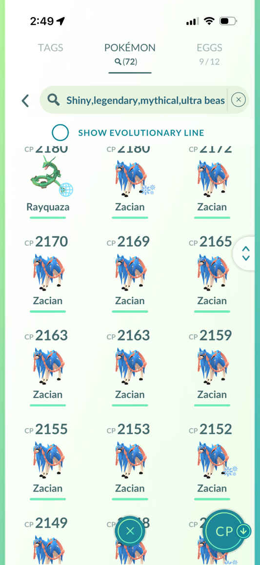 GTPGible account (72 Legendary/Shiny & 1.1m Stardust