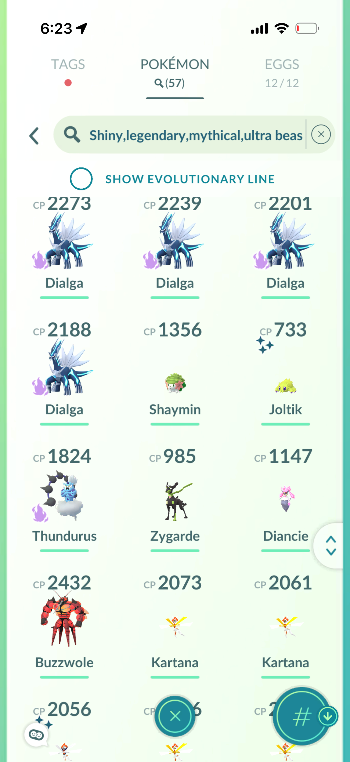 KartanaMini account 57 Shiny/Legendary and 1.2M Stardust