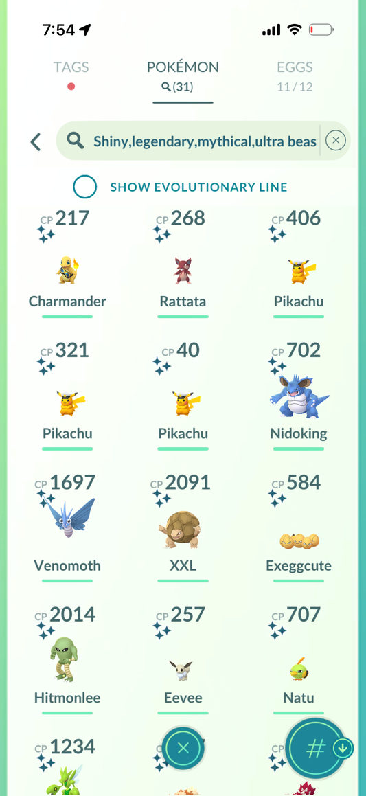 KyogrePTC account 31 Shiny/Legendary & 1.1M Stardust