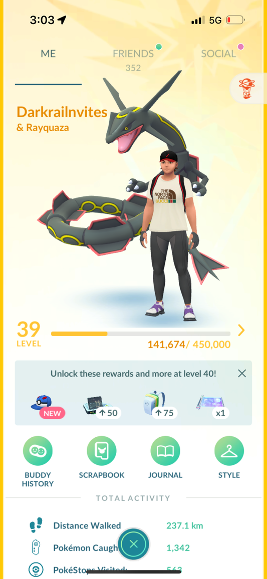 DakraiInvites account (Shiny Mega Rayquaza/350+ friends)