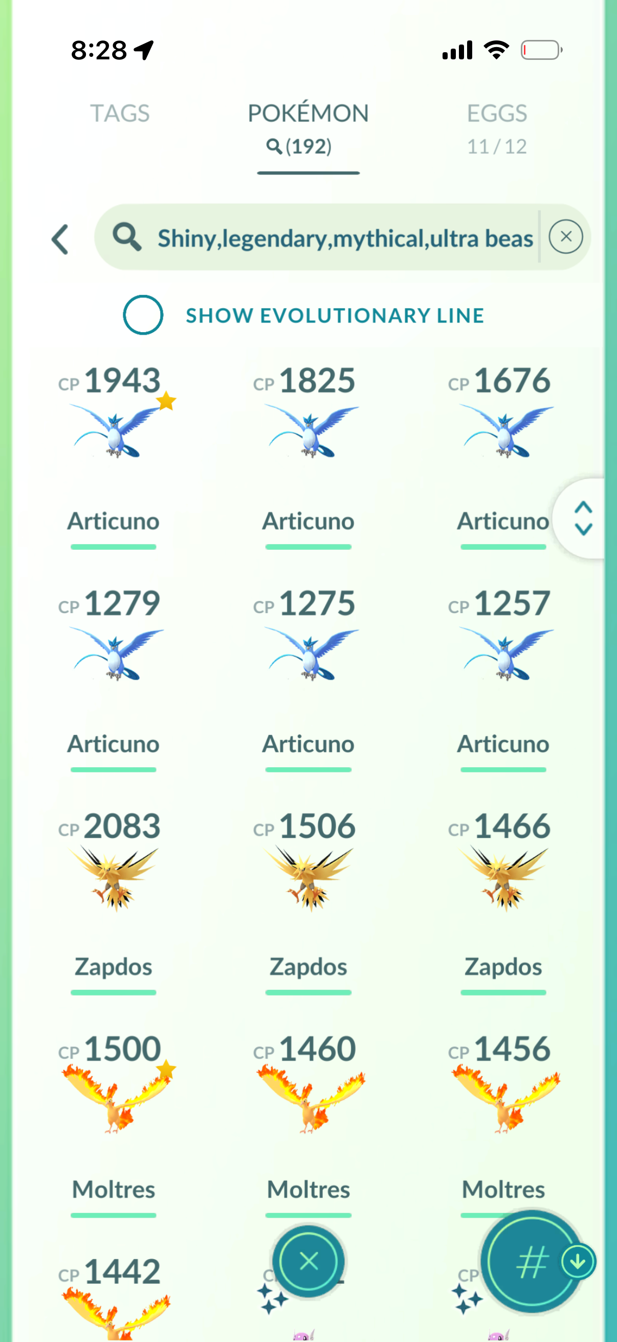 Noriko 2016 account (190 Shiny/Legendary)