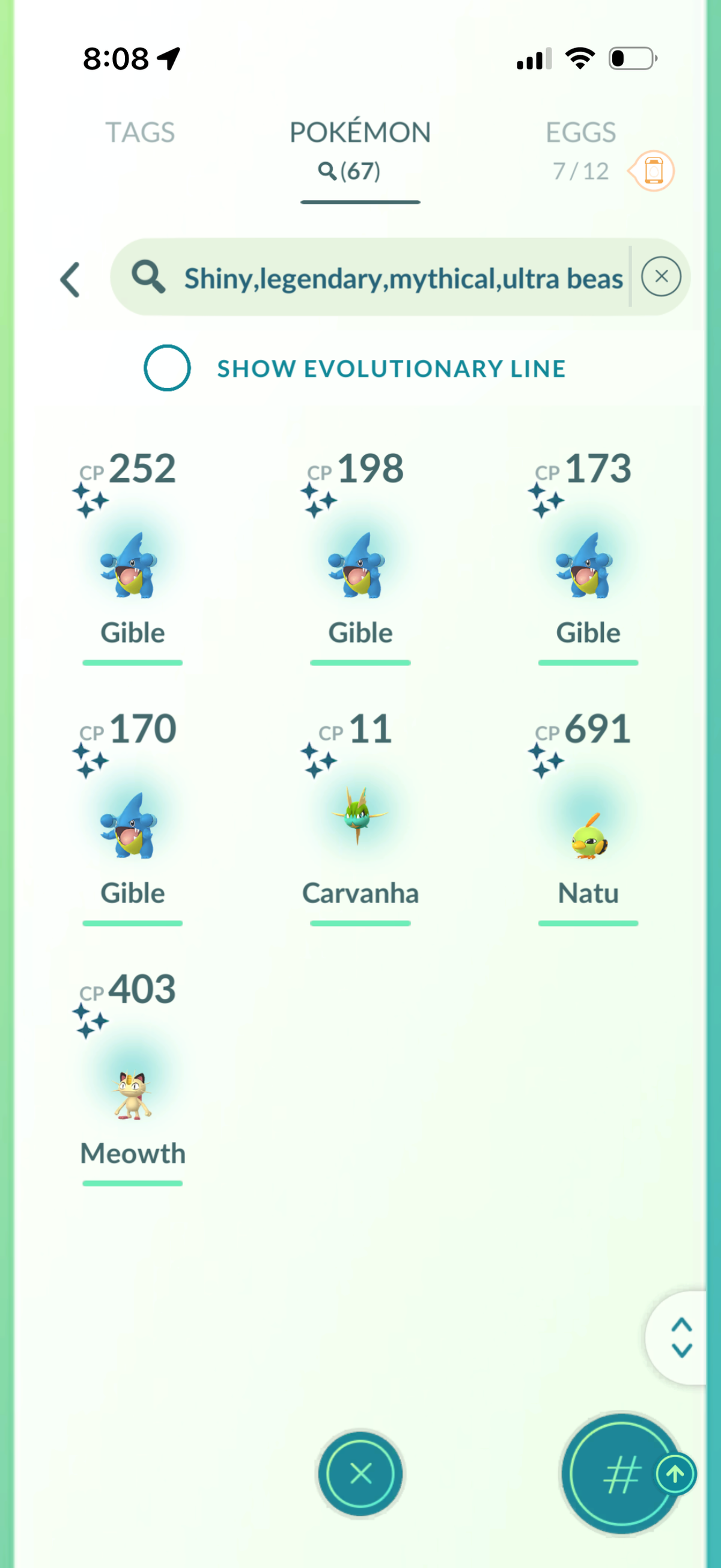 PalkiaSpacial account (67 Shiny/Legendary 1759 Gible Candies 350k Stardust)